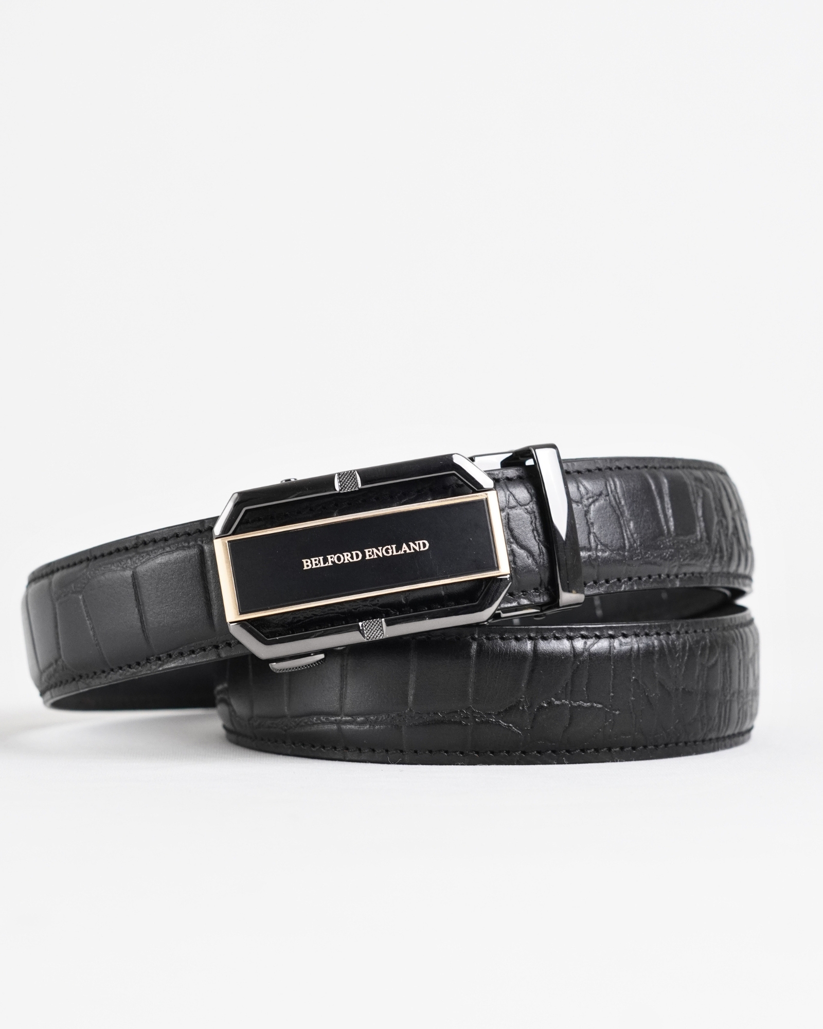 Paris Men's Original Leather Autolock Belt  (Croco Black) - 28-44 - Image 2
