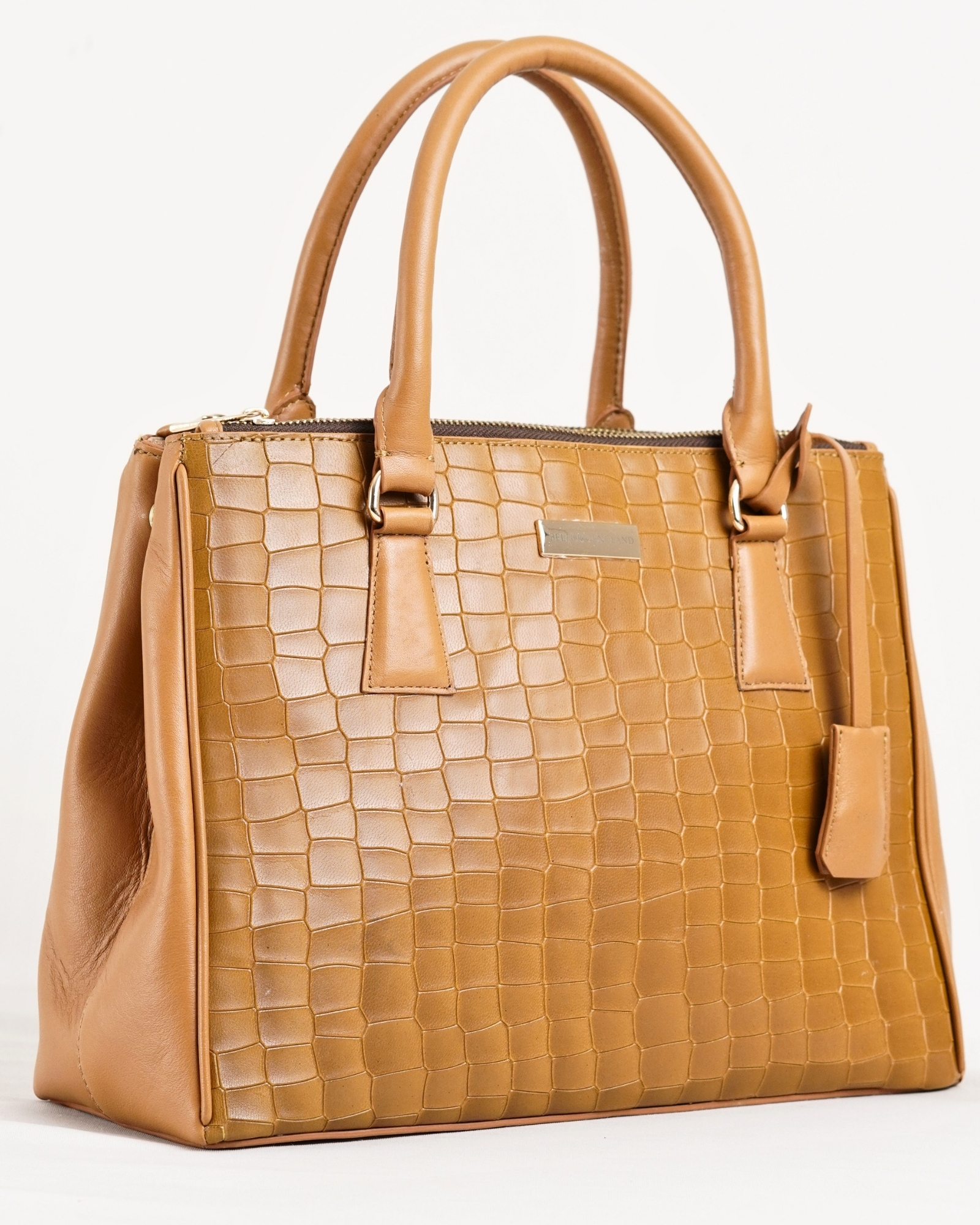 Mia - Women's Original Leather Handbag (Croco Brown)