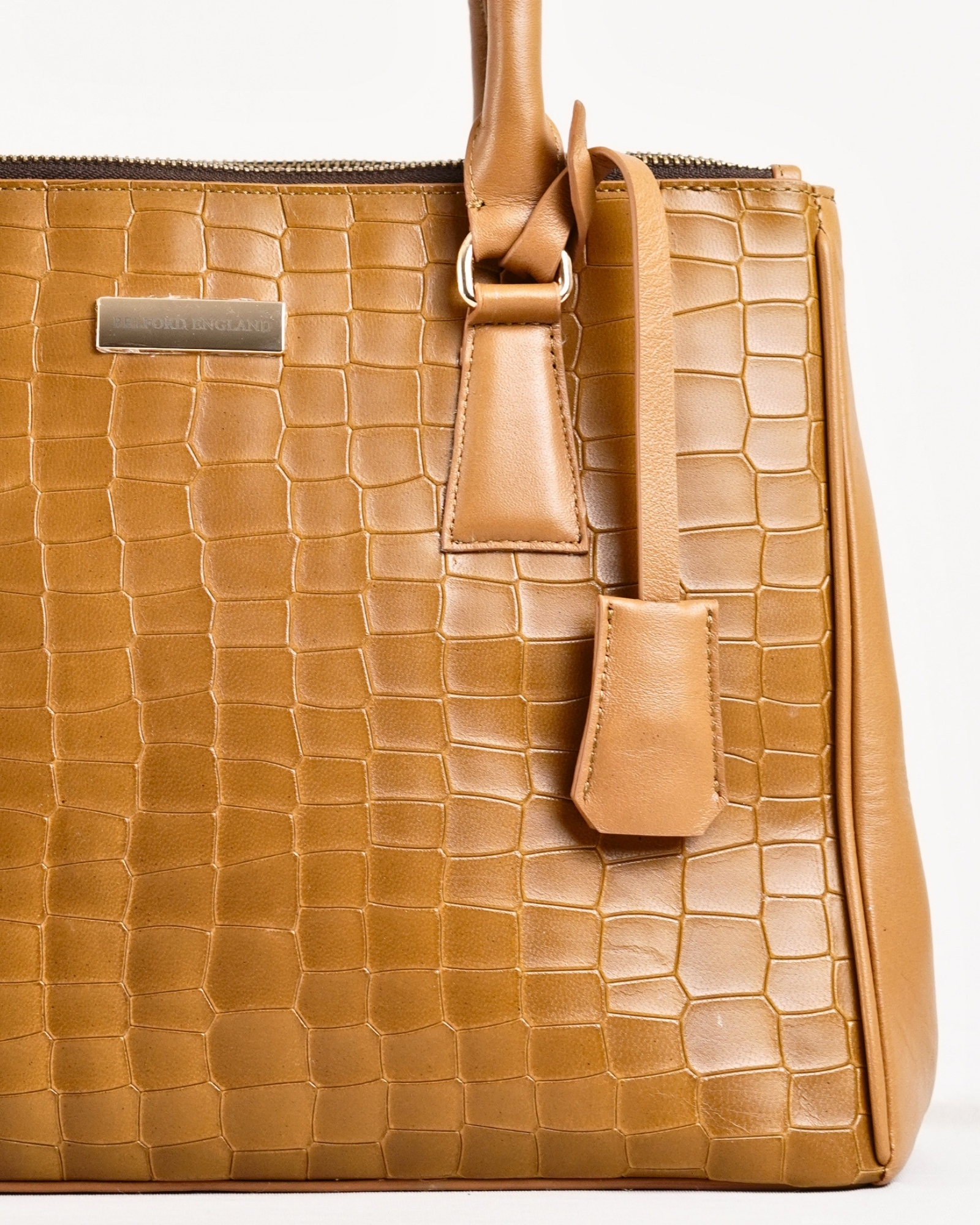Mia - Women's Original Leather Handbag (Croco Brown) - Image 2