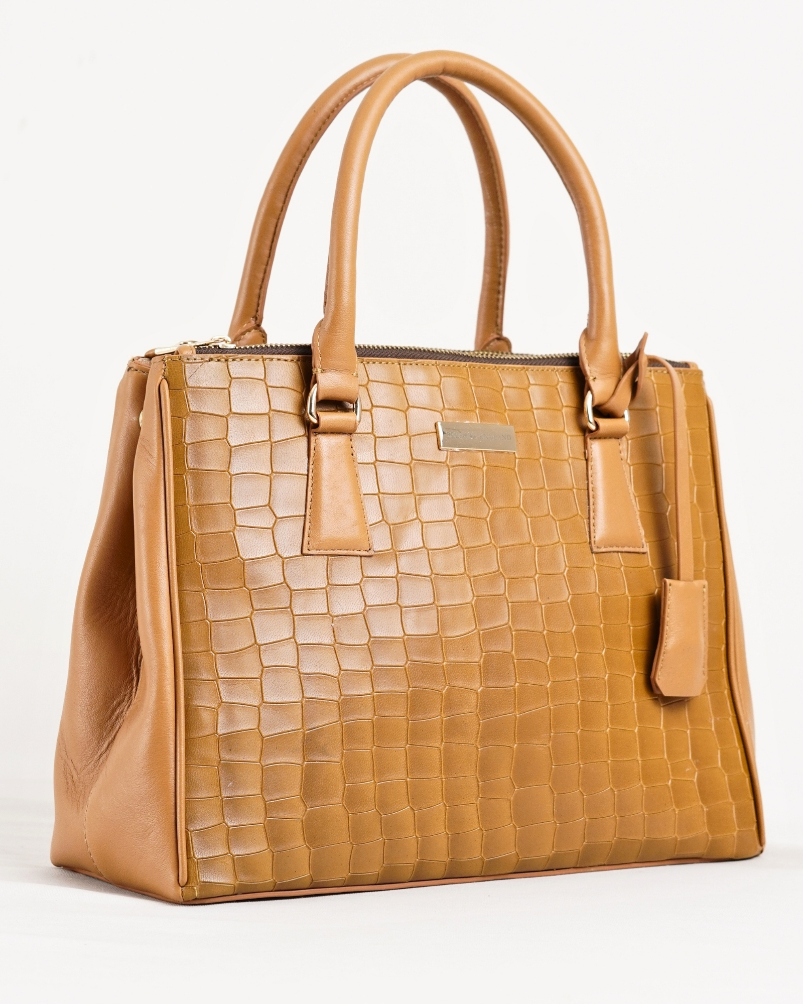 Mia - Women's Original Leather Handbag (Croco Brown) - Image 3