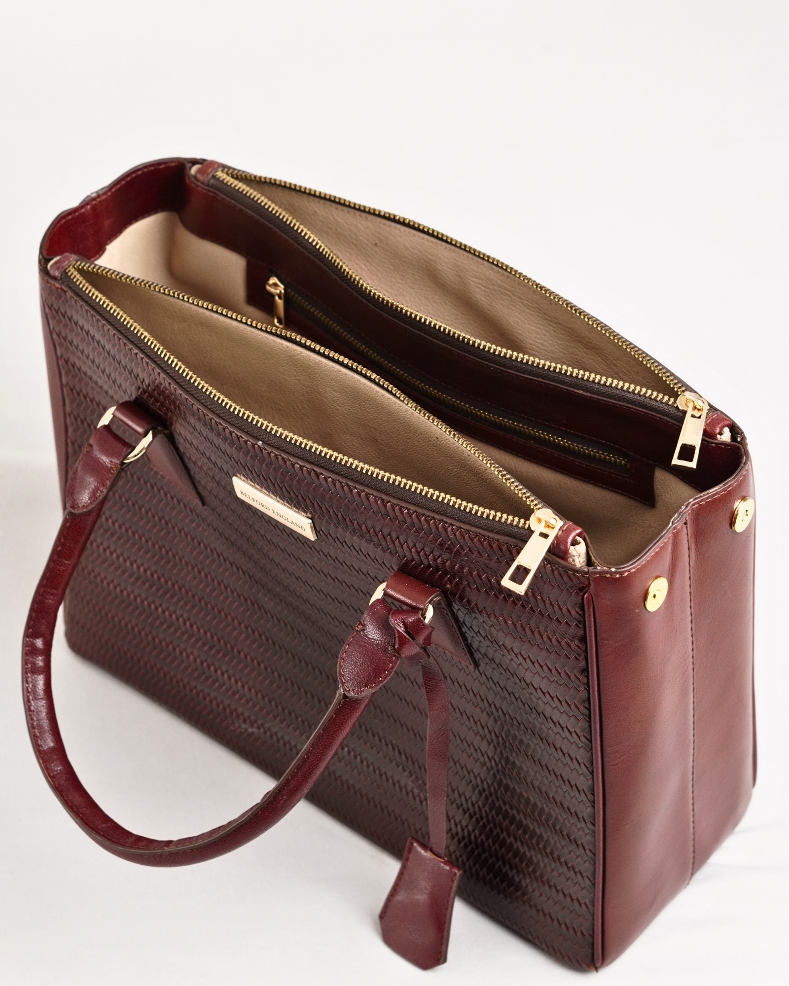 Mia - Women's Original Leather Handbag (Croco Cherry Blend) - Image 3