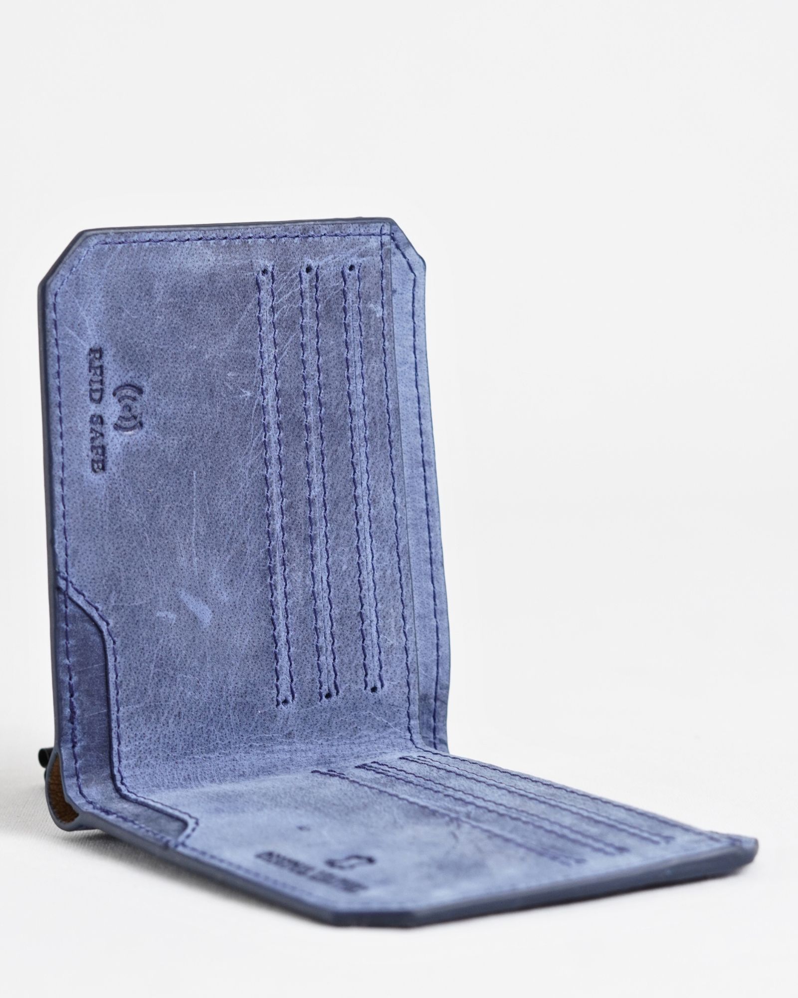 Miami (Sleek Series) - Men’s Original Leather Wallet (Rugged Blue) - Image 2