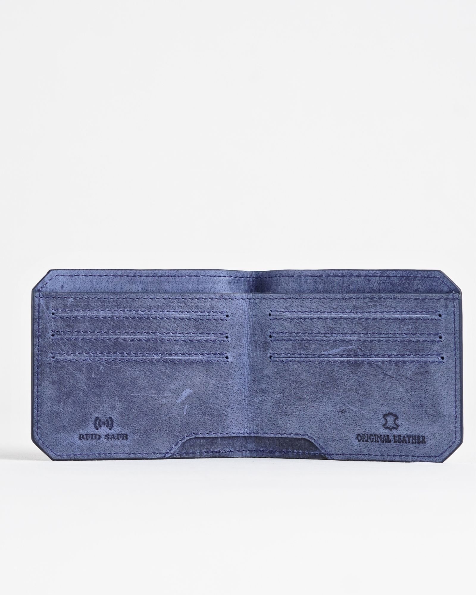 Miami (Sleek Series) - Men’s Original Leather Wallet (Rugged Blue) - Image 3