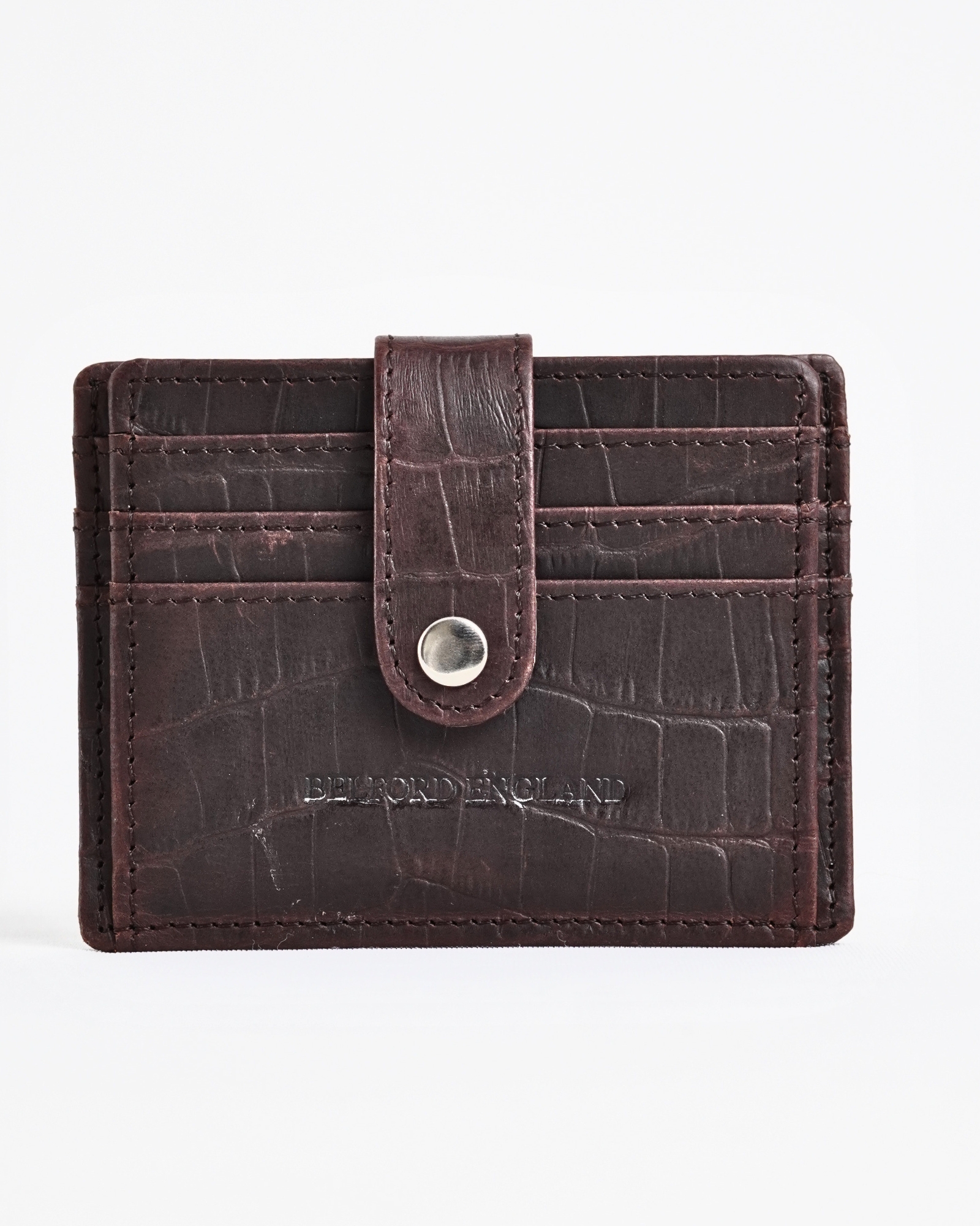 Chicago -  Men’s Original Leather Sleek Wallet - 10 Card Slots + Cash Holder  (Croco Rugged Brown) - Image 4