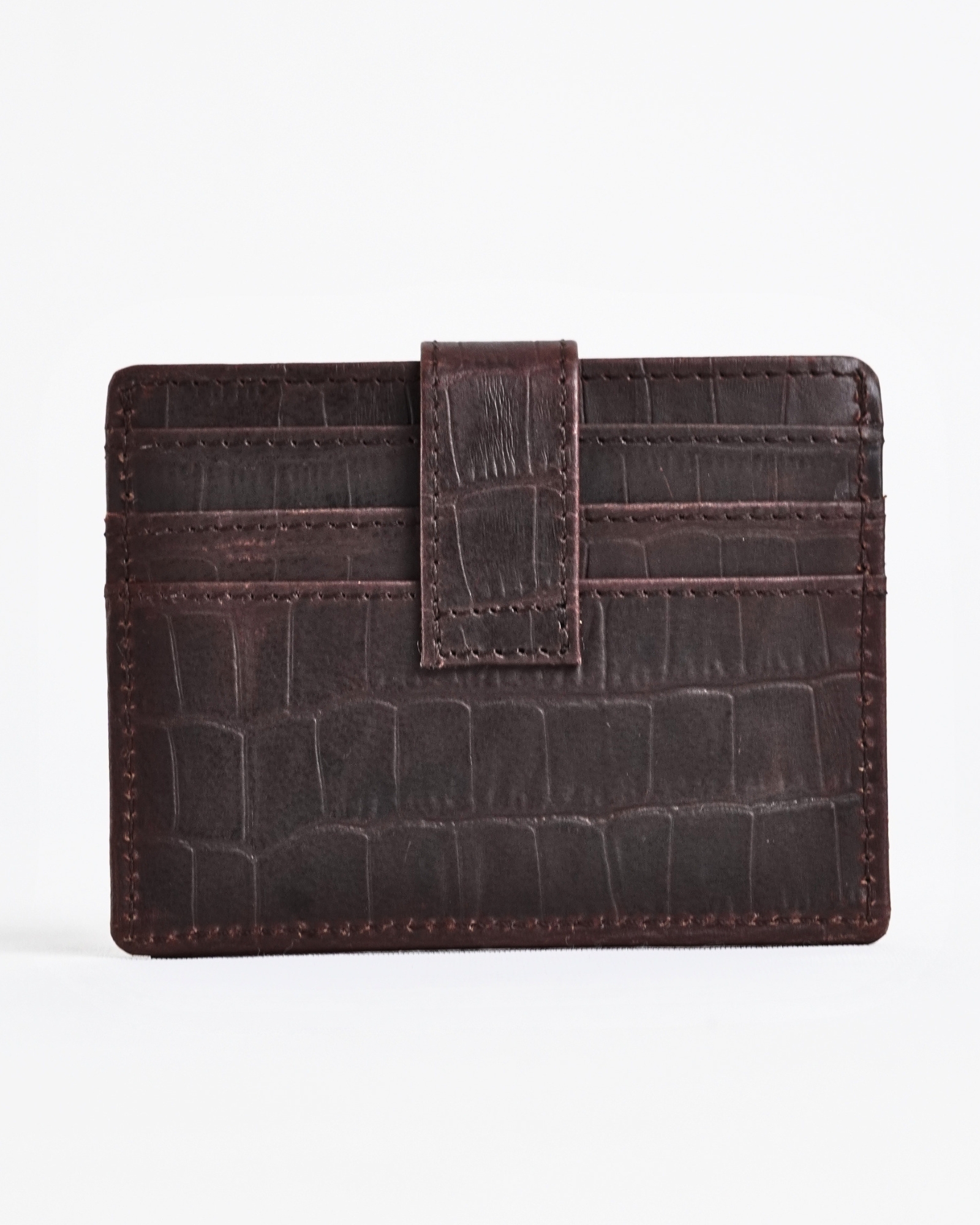 Chicago -  Men’s Original Leather Sleek Wallet - 10 Card Slots + Cash Holder  (Croco Rugged Brown) - Image 5