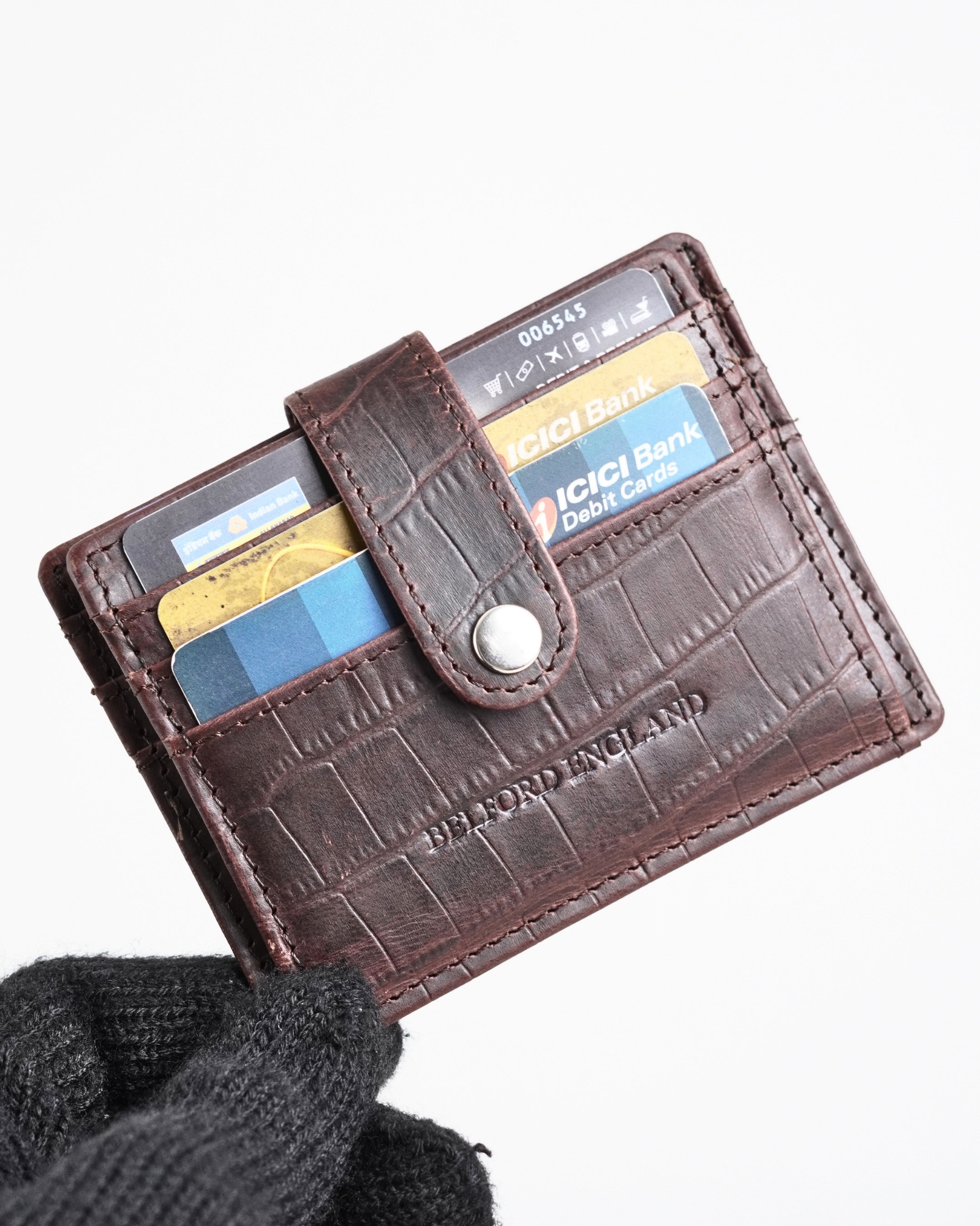 Chicago -  Men’s Original Leather Sleek Wallet - 10 Card Slots + Cash Holder  (Croco Rugged Brown) - Image 7