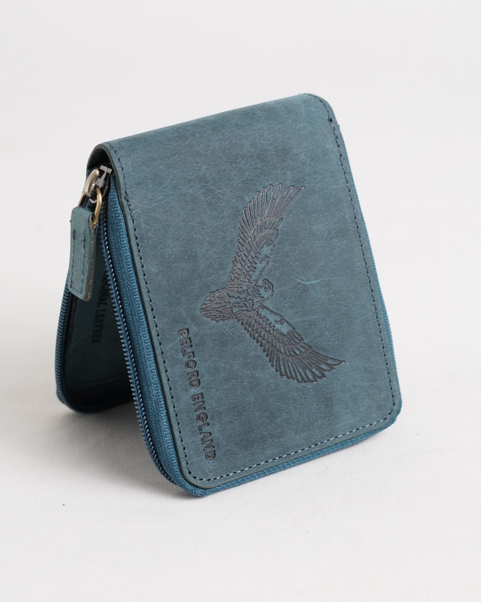 Tokyo (Wild Life Edition) Men’s Original Leather Wallet  - Rugged Green - Eagle - Image 3