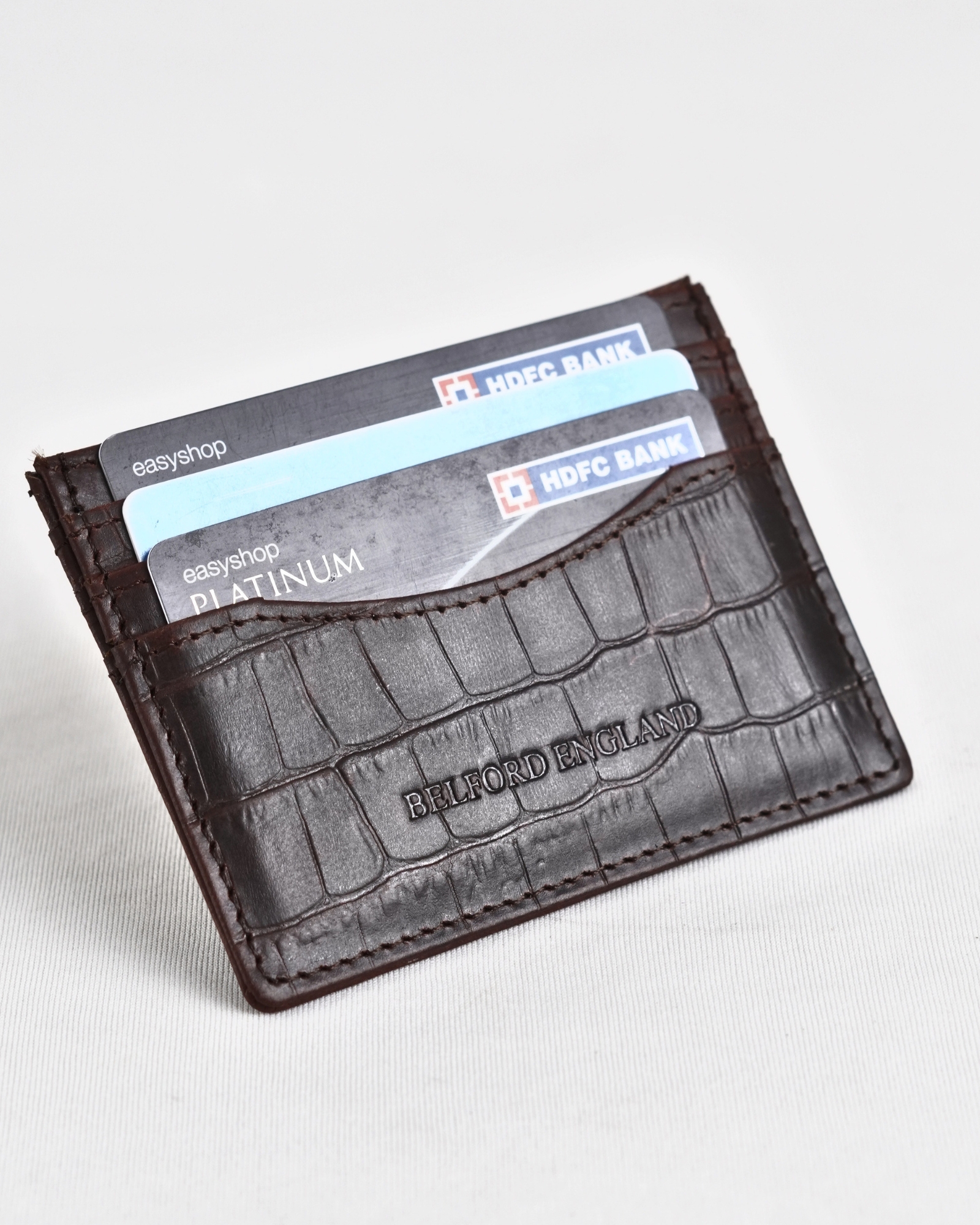 Darwin- Men’s Original Leather Card Holder (Croco Rugged Brown) - Image 2