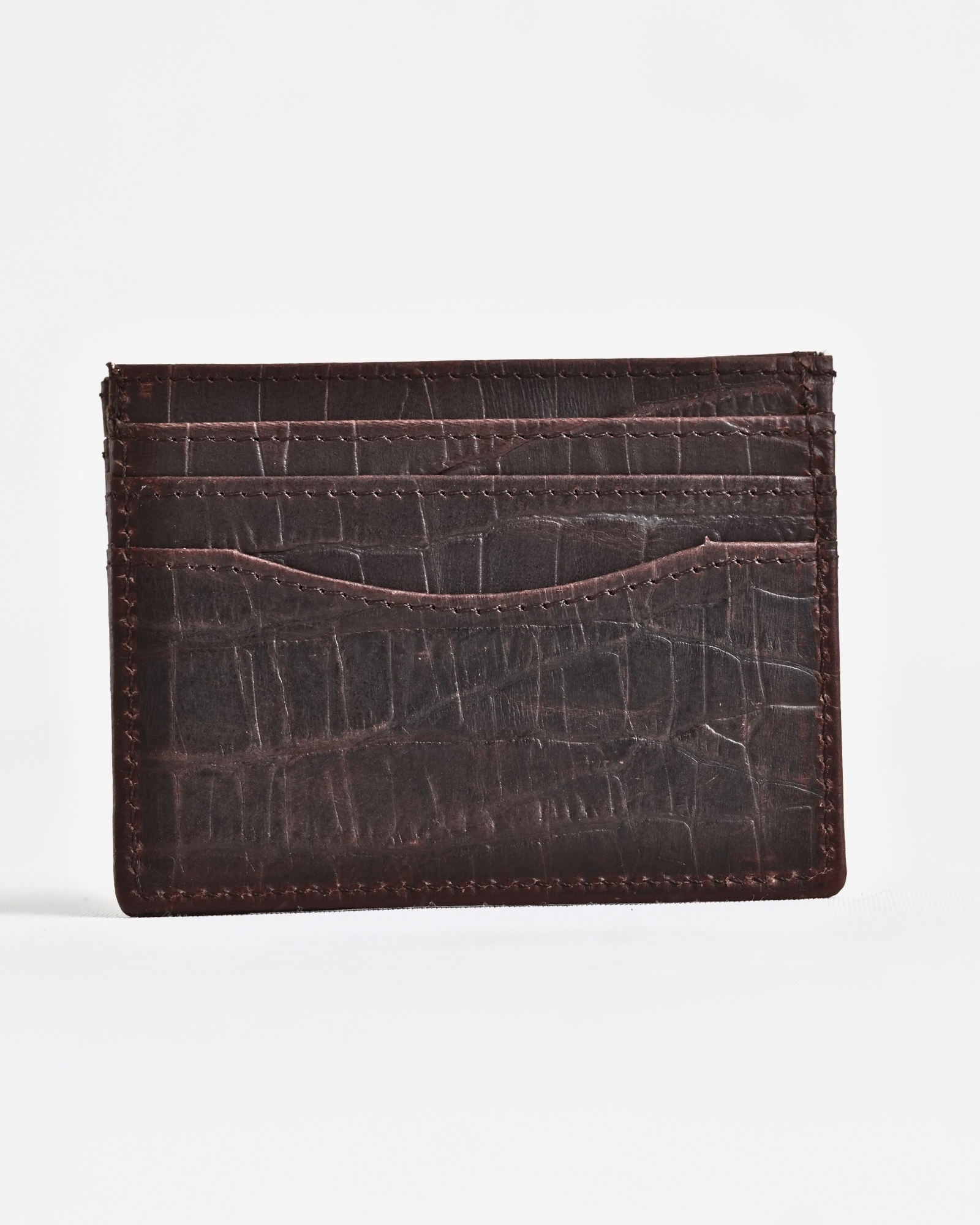 Darwin- Men’s Original Leather Card Holder (Croco Rugged Brown) - Image 3