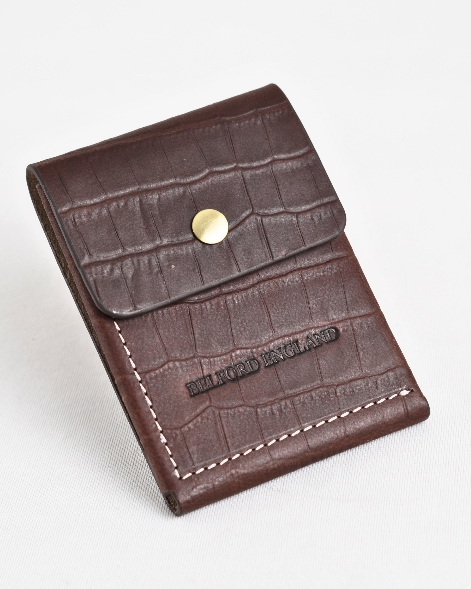 Milton - Men’s Original Leather Minimalist Wallet (Croco Rugged Brown) - Image 4