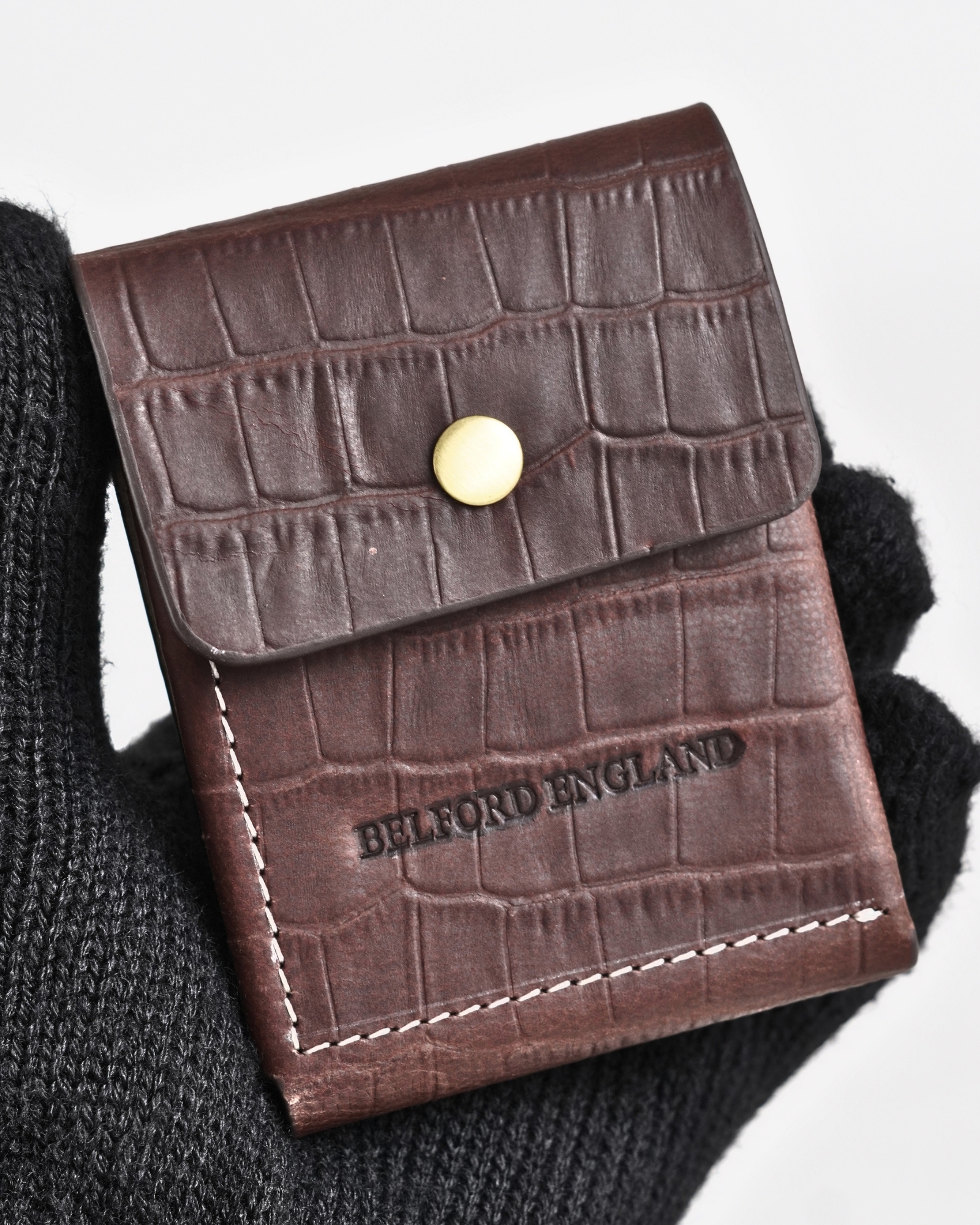 Milton - Men’s Original Leather Minimalist Wallet (Croco Rugged Brown) - Image 5