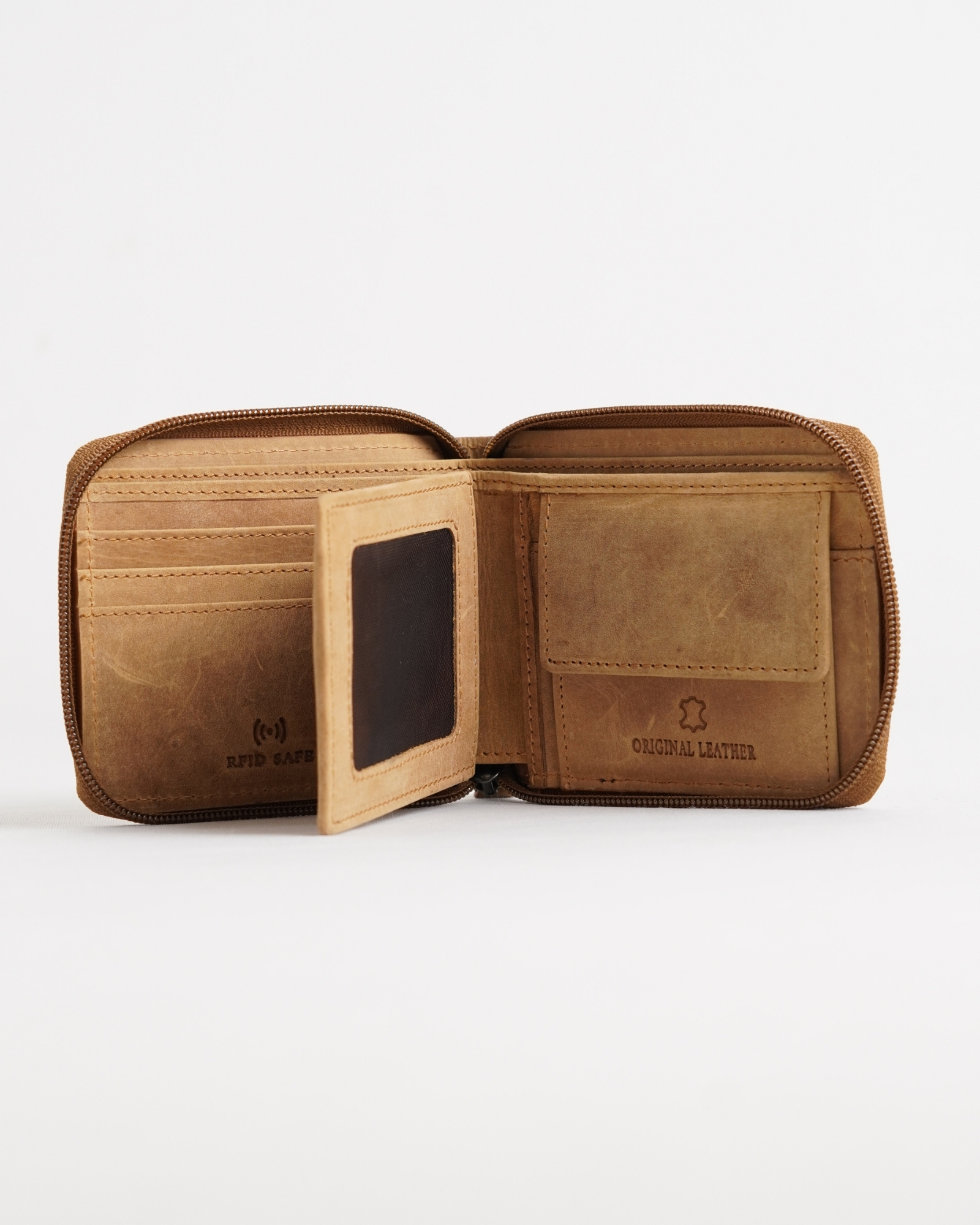 Tokyo (Wild Life Edition) Men’s Original Leather Wallet - Rugged Tan - Lion - Image 5