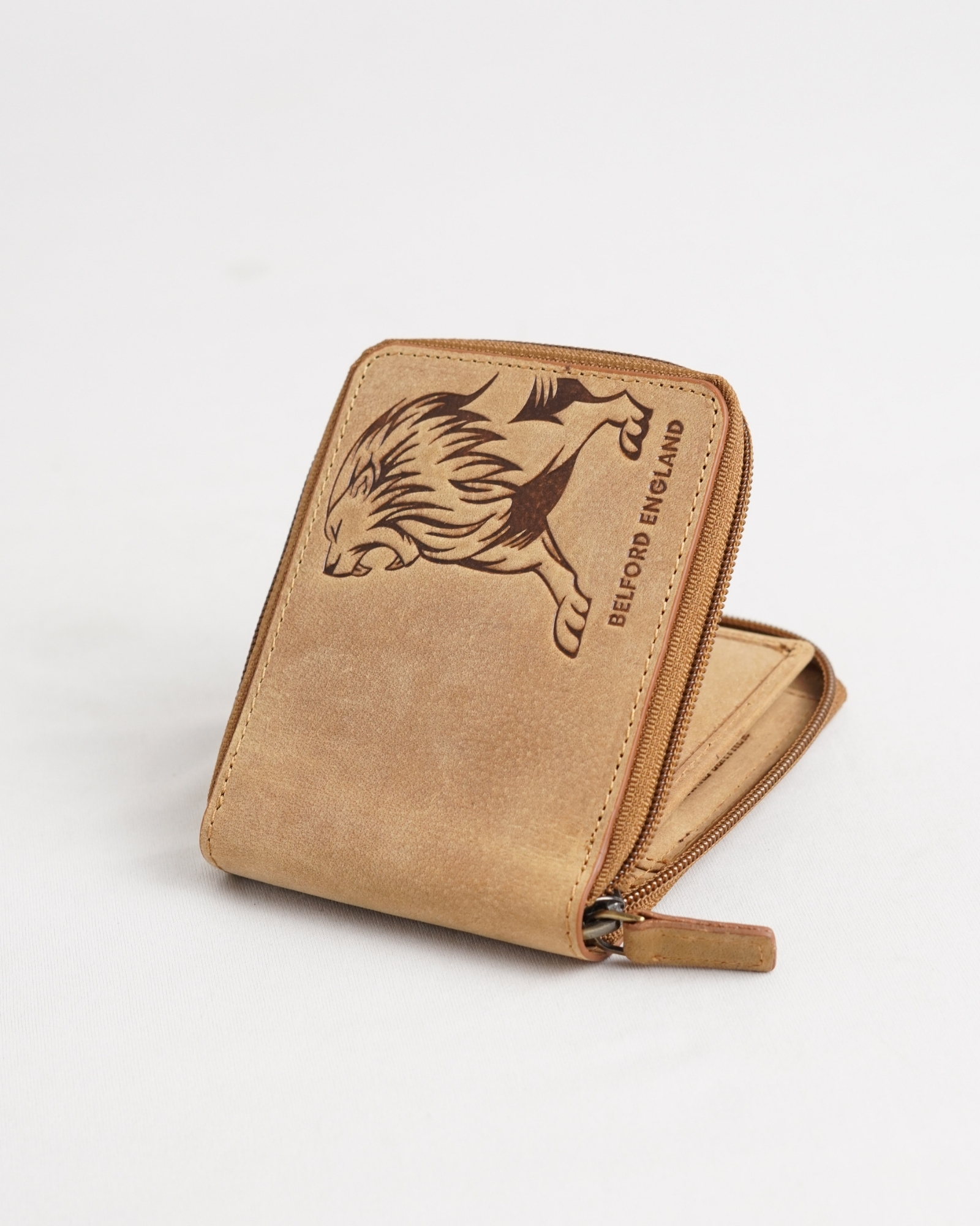 Tokyo (Wild Life Edition) Men’s Original Leather Wallet - Rugged Tan - Lion - Image 8