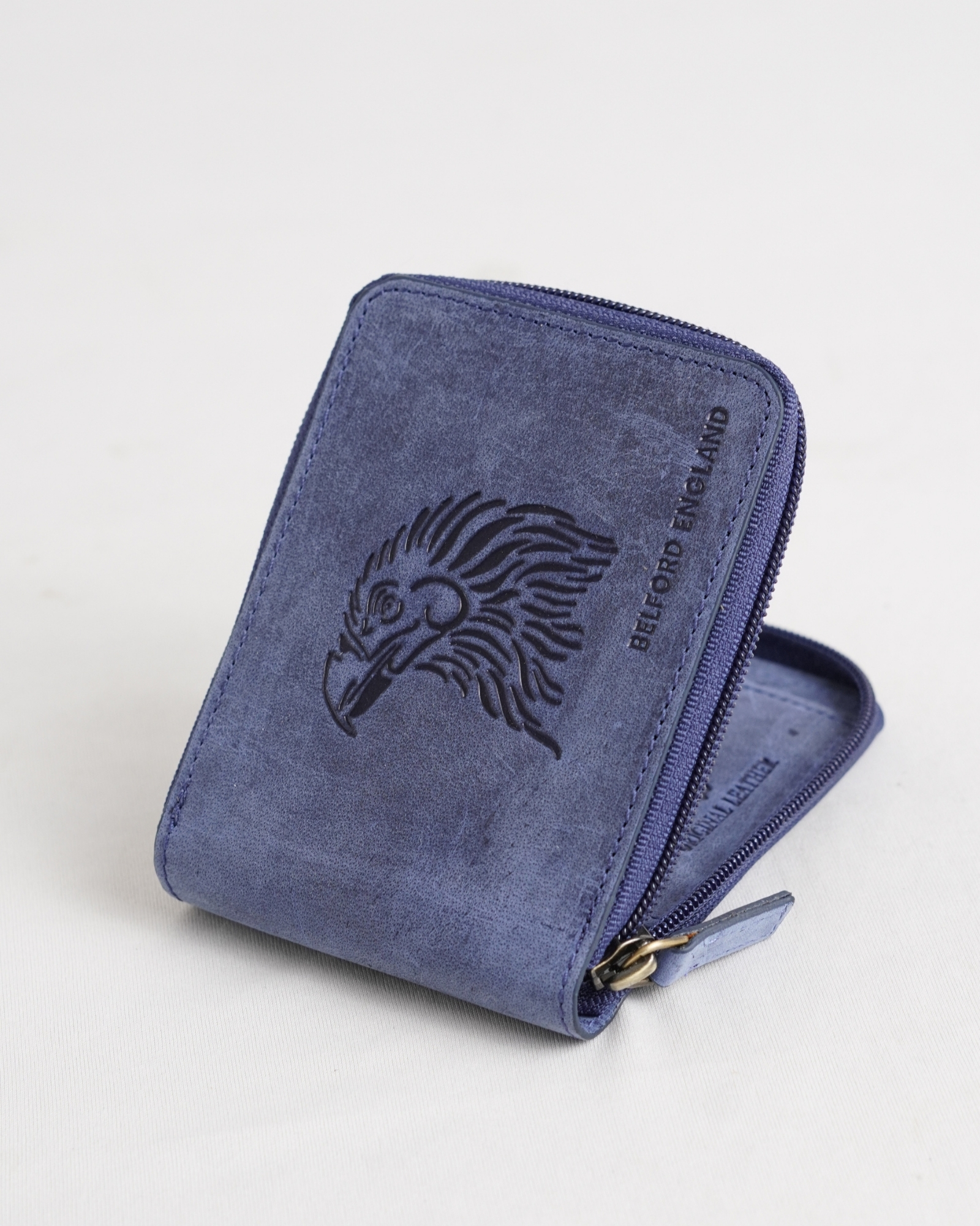 Tokyo (Wild Life Edition) Men’s Original Leather Wallet - Rugged Blue - Falcon - Image 2