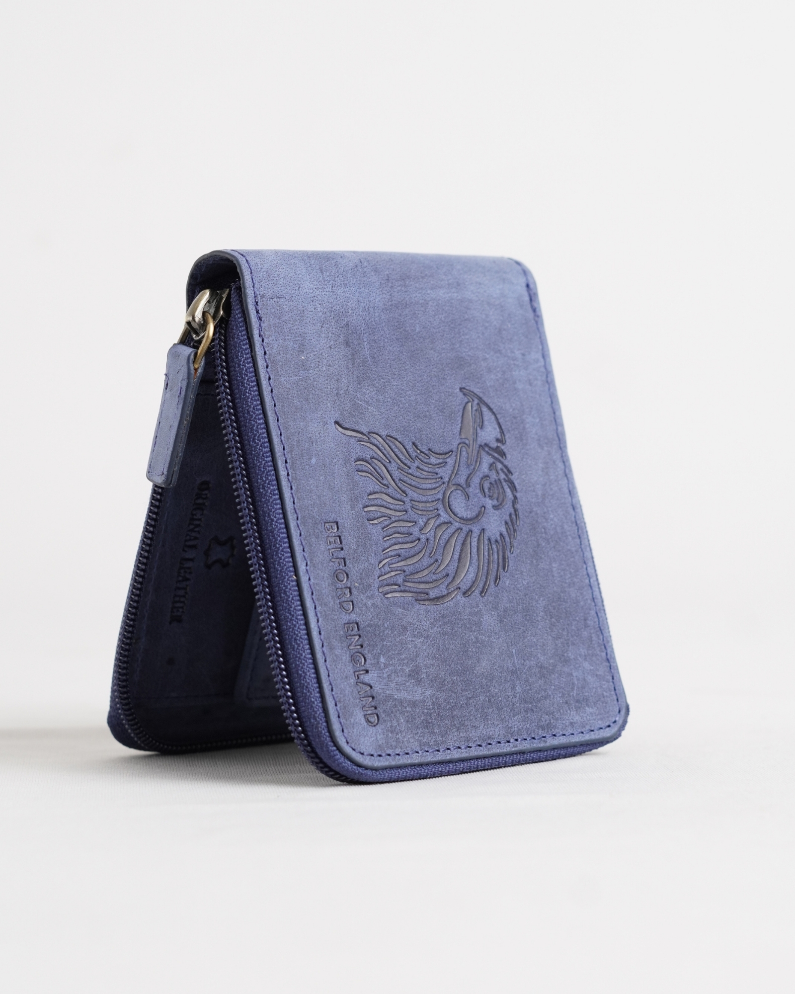 Tokyo (Wild Life Edition) Men’s Original Leather Wallet - Rugged Blue - Falcon - Image 8