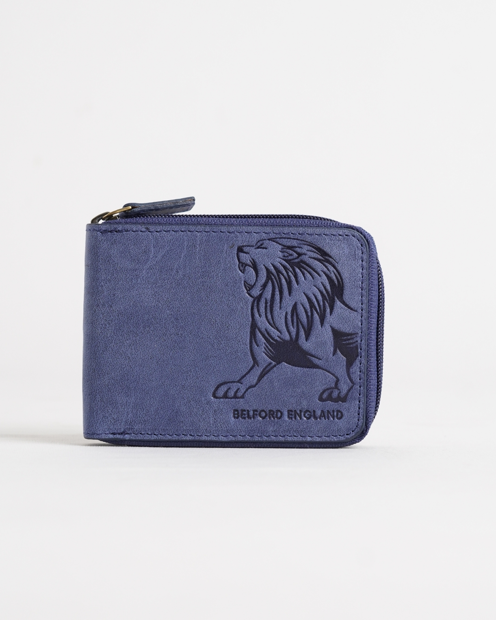 Tokyo (Wild Life Edition) Men’s Original Leather Wallet - Rugged Blue - Lion