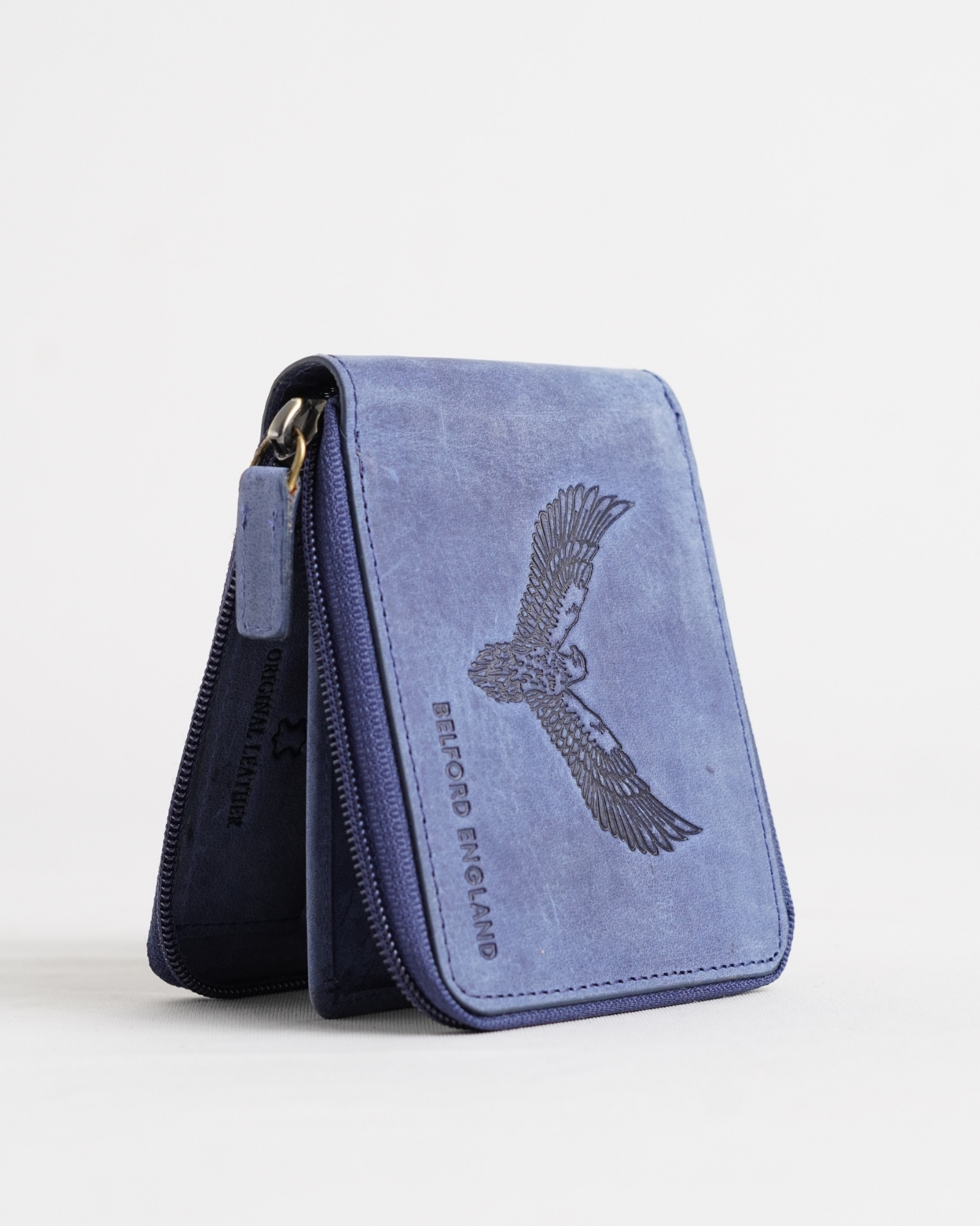 Tokyo (Wild Life Edition) Men’s Original Leather Wallet  - Rugged Blue - Eagle - Image 6
