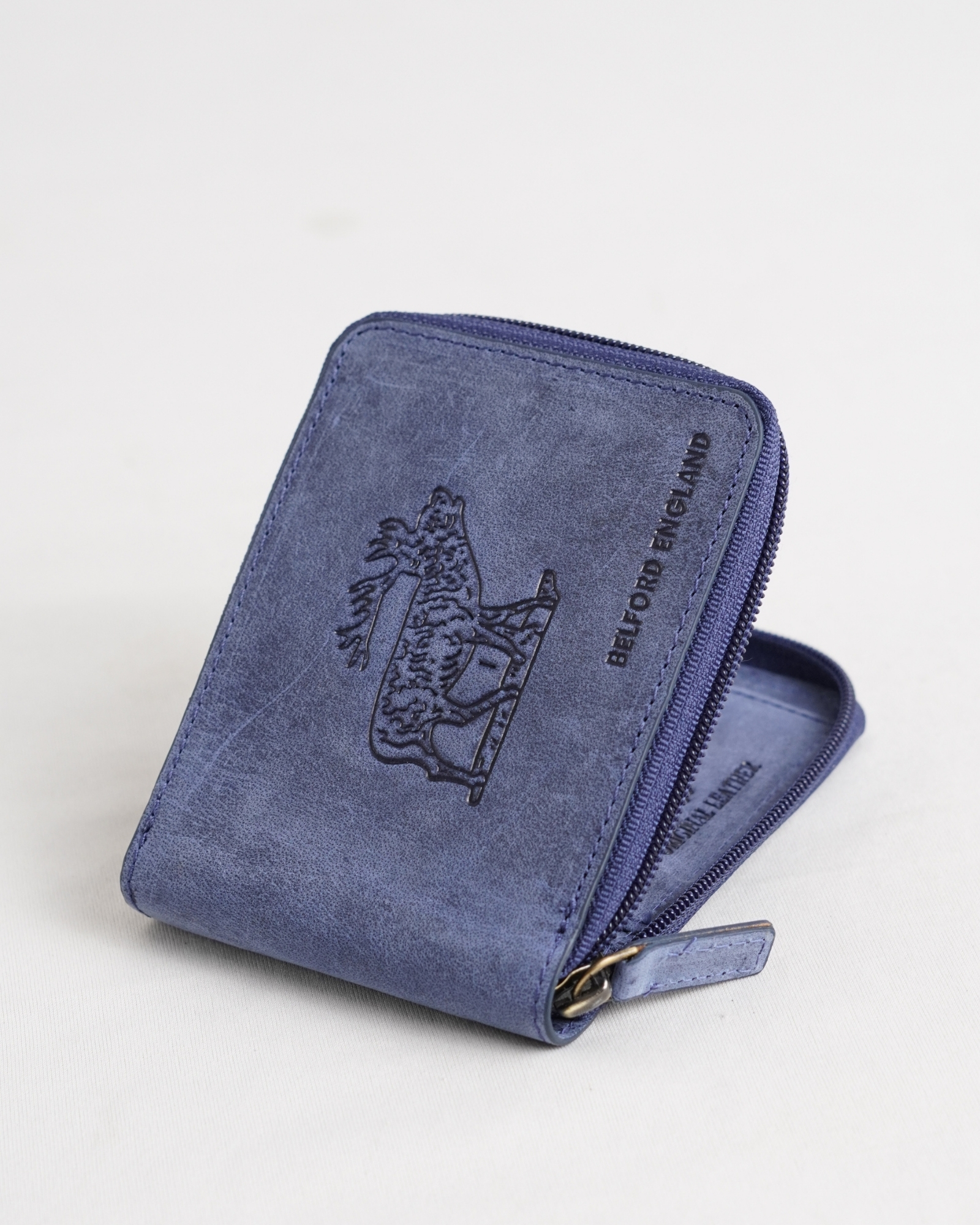 Tokyo (Wild Life Edition) Men’s Original Leather Wallet - Rugged Blue - Deer - Image 2