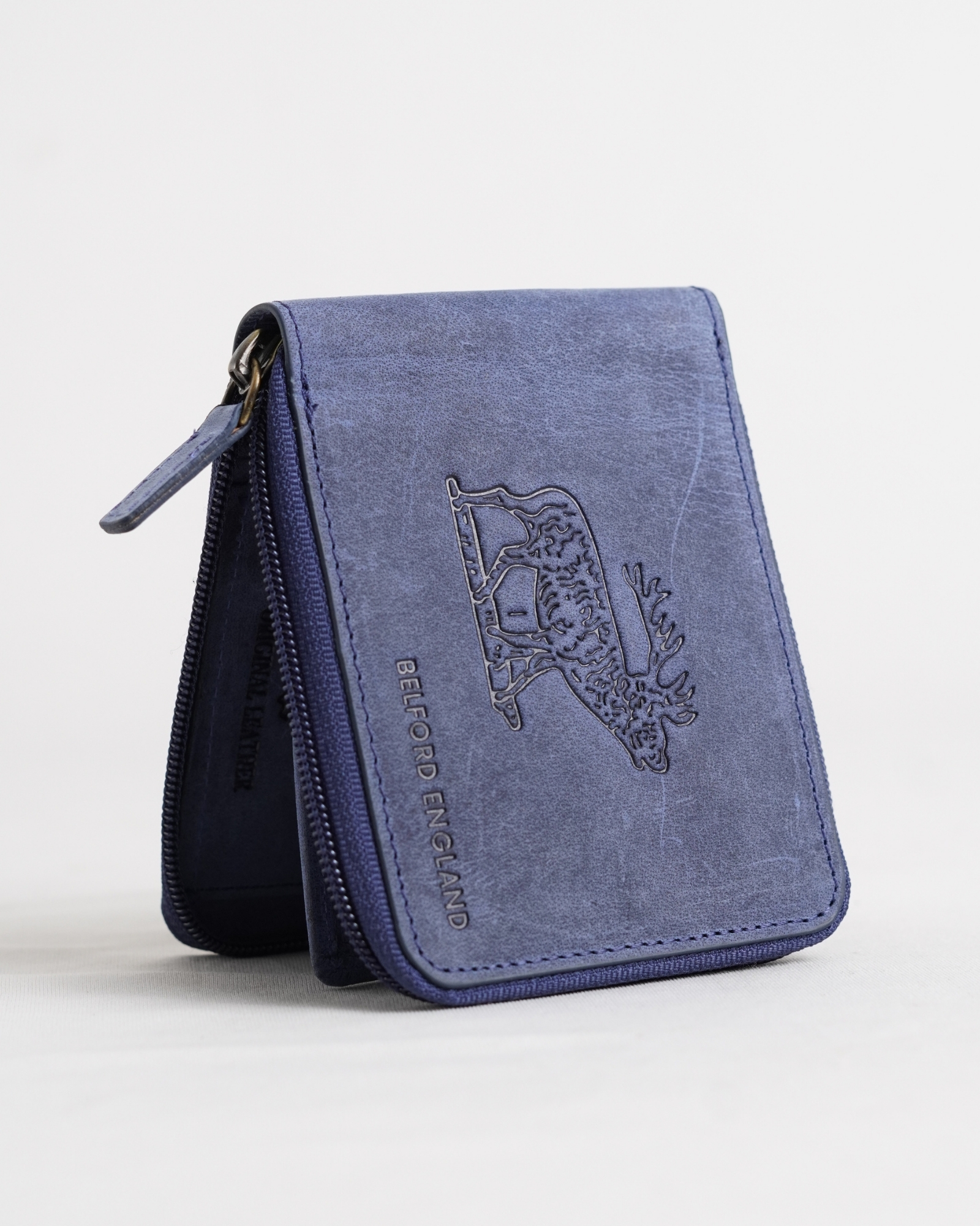 Tokyo (Wild Life Edition) Men’s Original Leather Wallet - Rugged Blue - Deer - Image 6