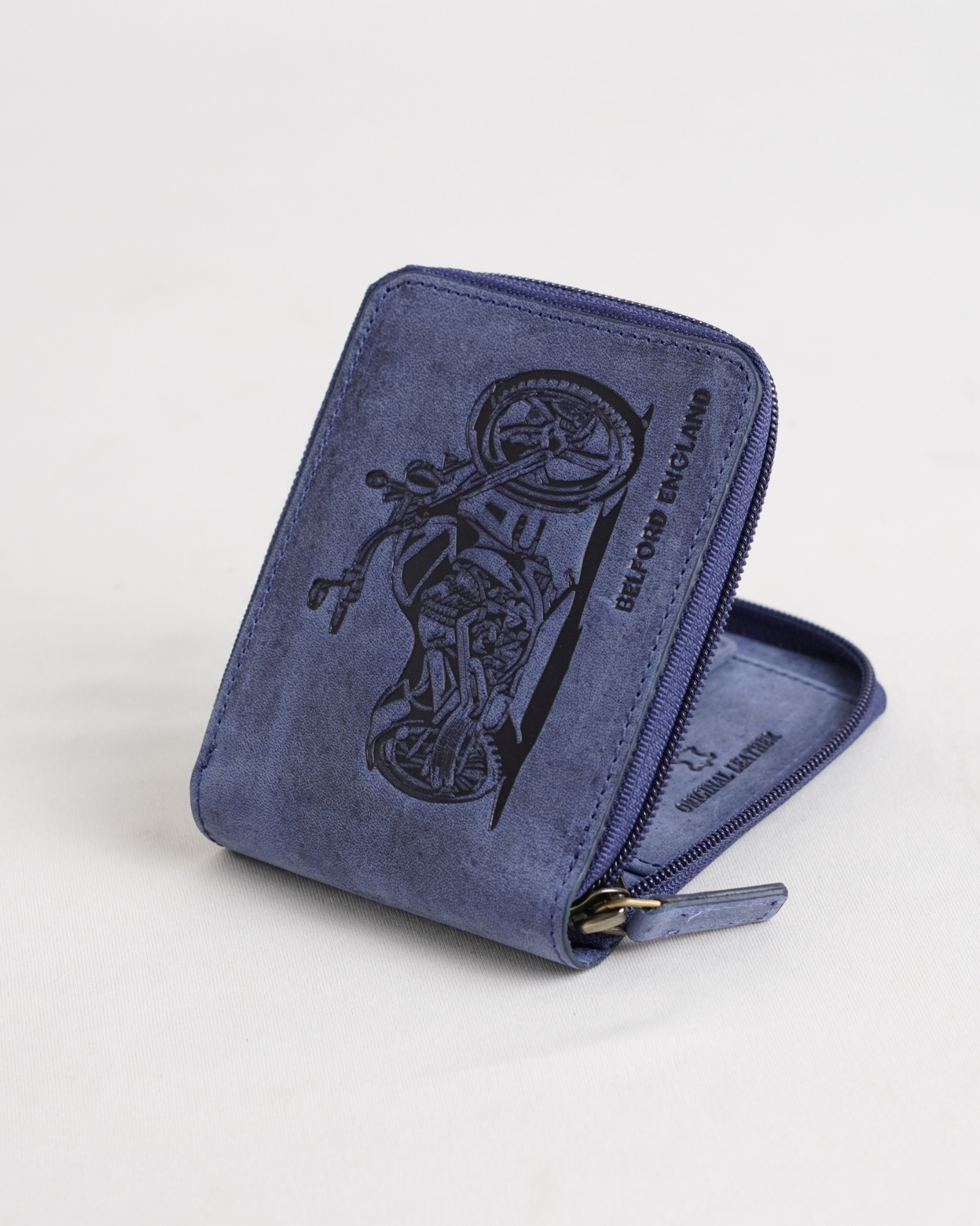 Tokyo (Sports Bike) Men’s Original Leather Wallet - Rugged Blue - Image 2