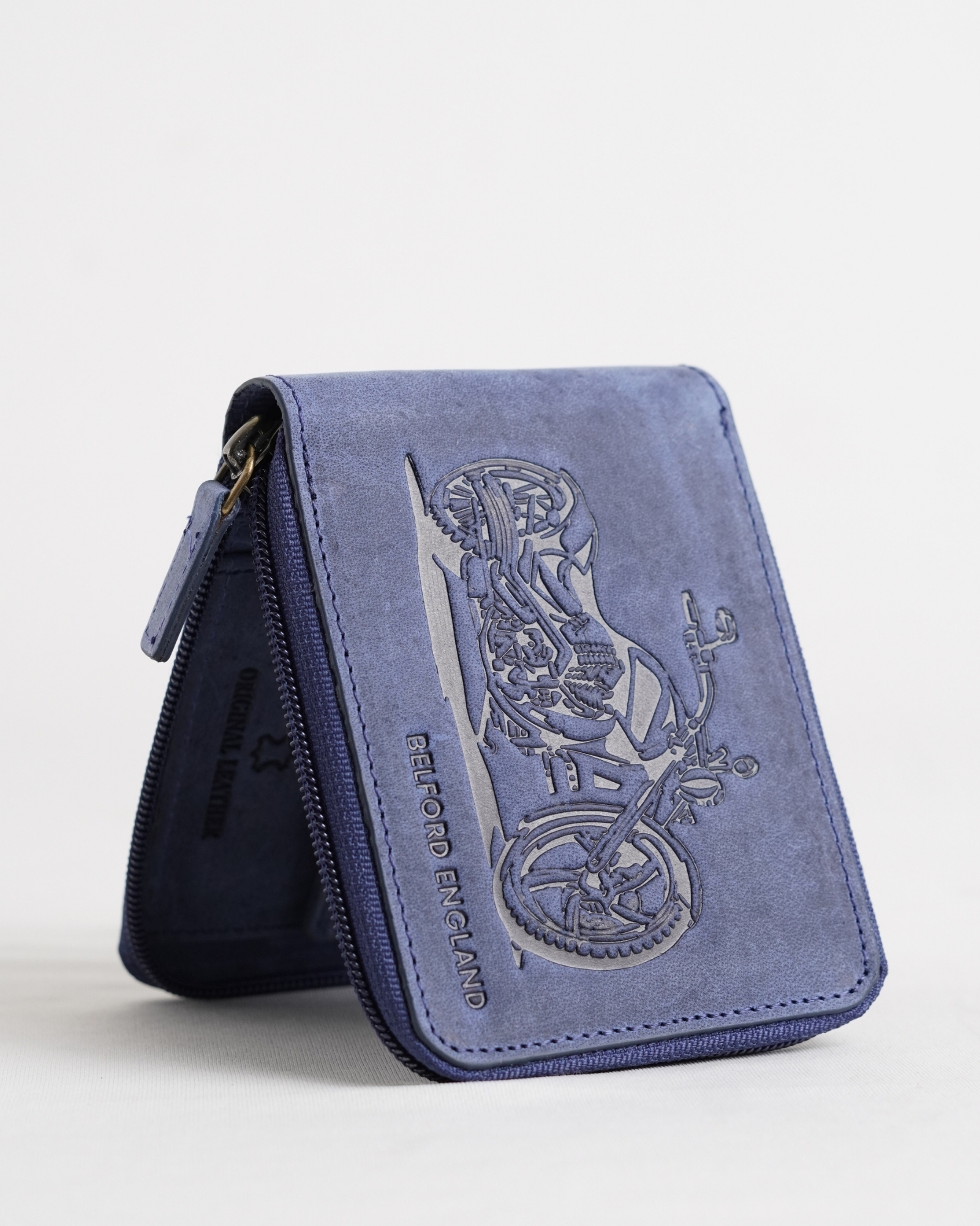 Tokyo (Sports Bike) Men’s Original Leather Wallet - Rugged Blue - Image 8