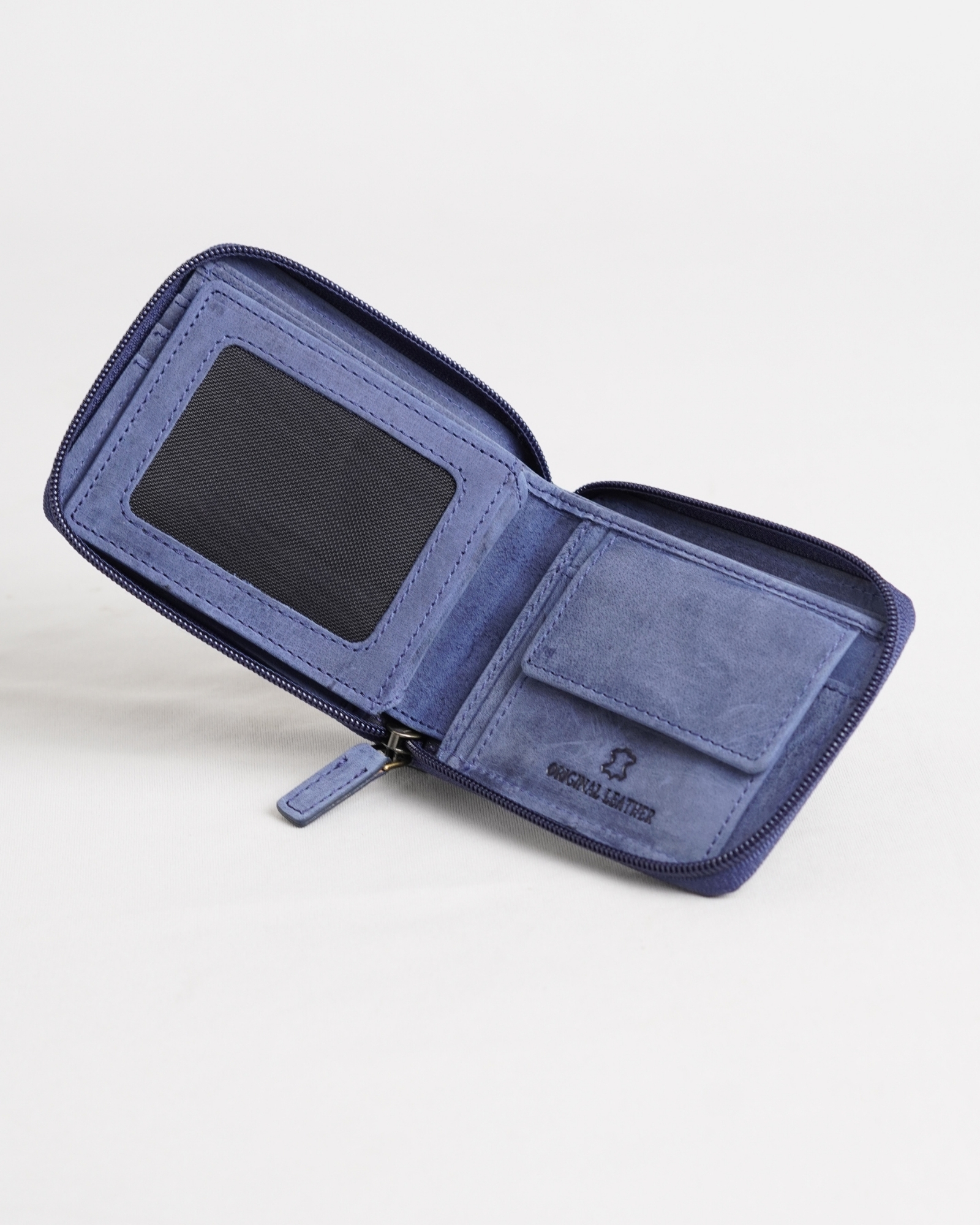 Tokyo (Sports Bike) Men’s Original Leather Wallet - Rugged Blue - Image 5