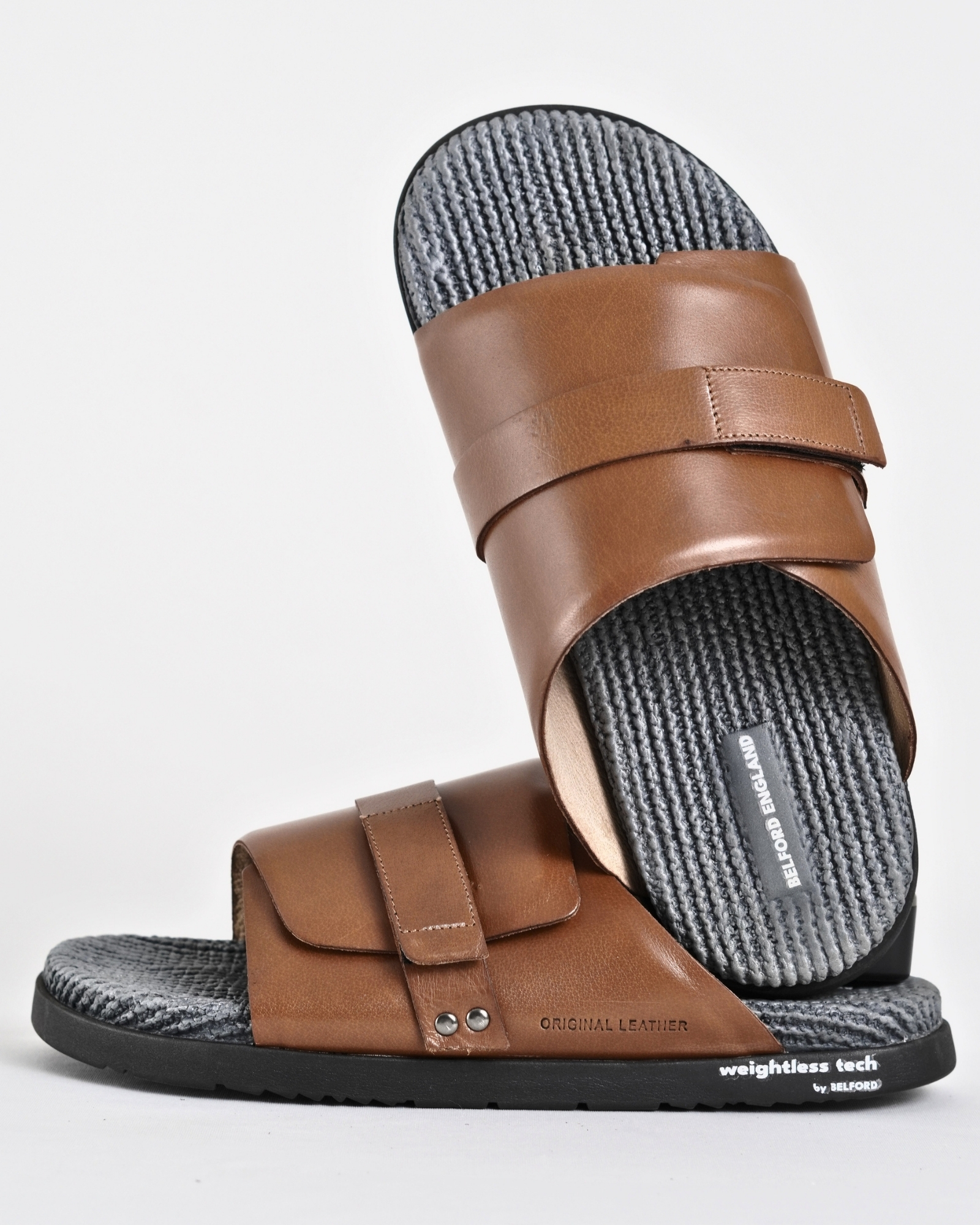 German Men’s Original Leather Slipper - Weightless Sole - Premium Brown