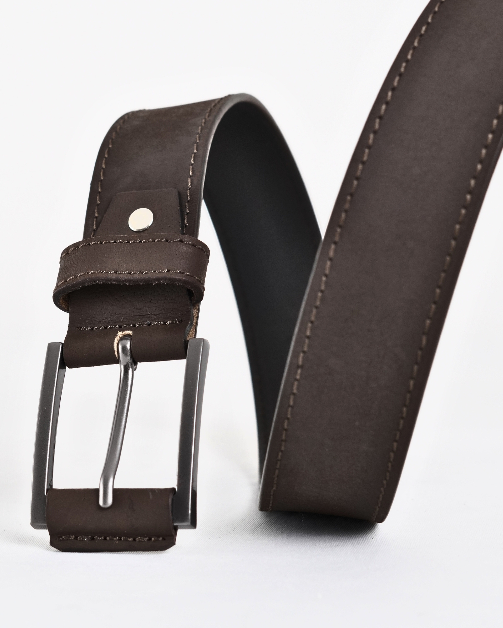 Sydney- Men's Original Leather Belt  (Suede Brown)  - 28-44 - Image 4