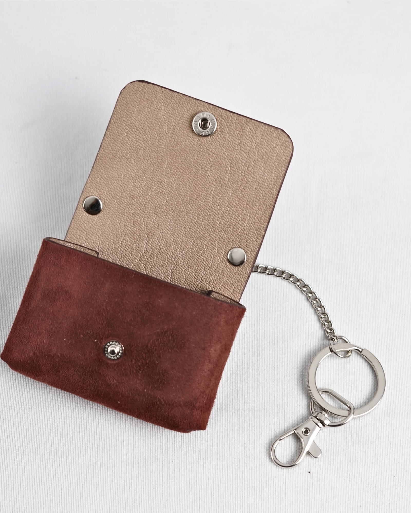 Mini Handbag Original Leather Keychain - Suede Brown - Image 5