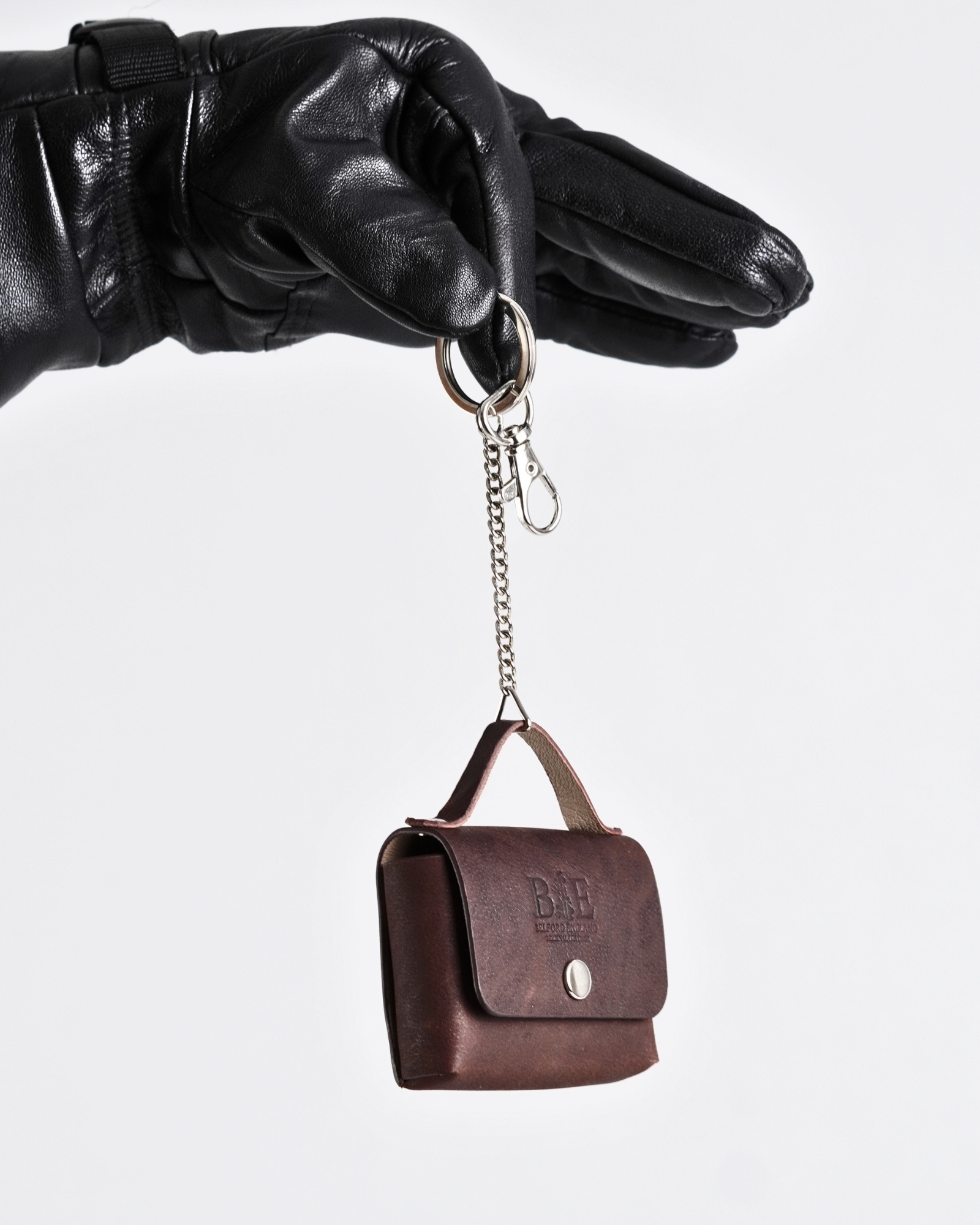 Mini Handbag Original Leather Keychain - Vintage Brown - Image 3
