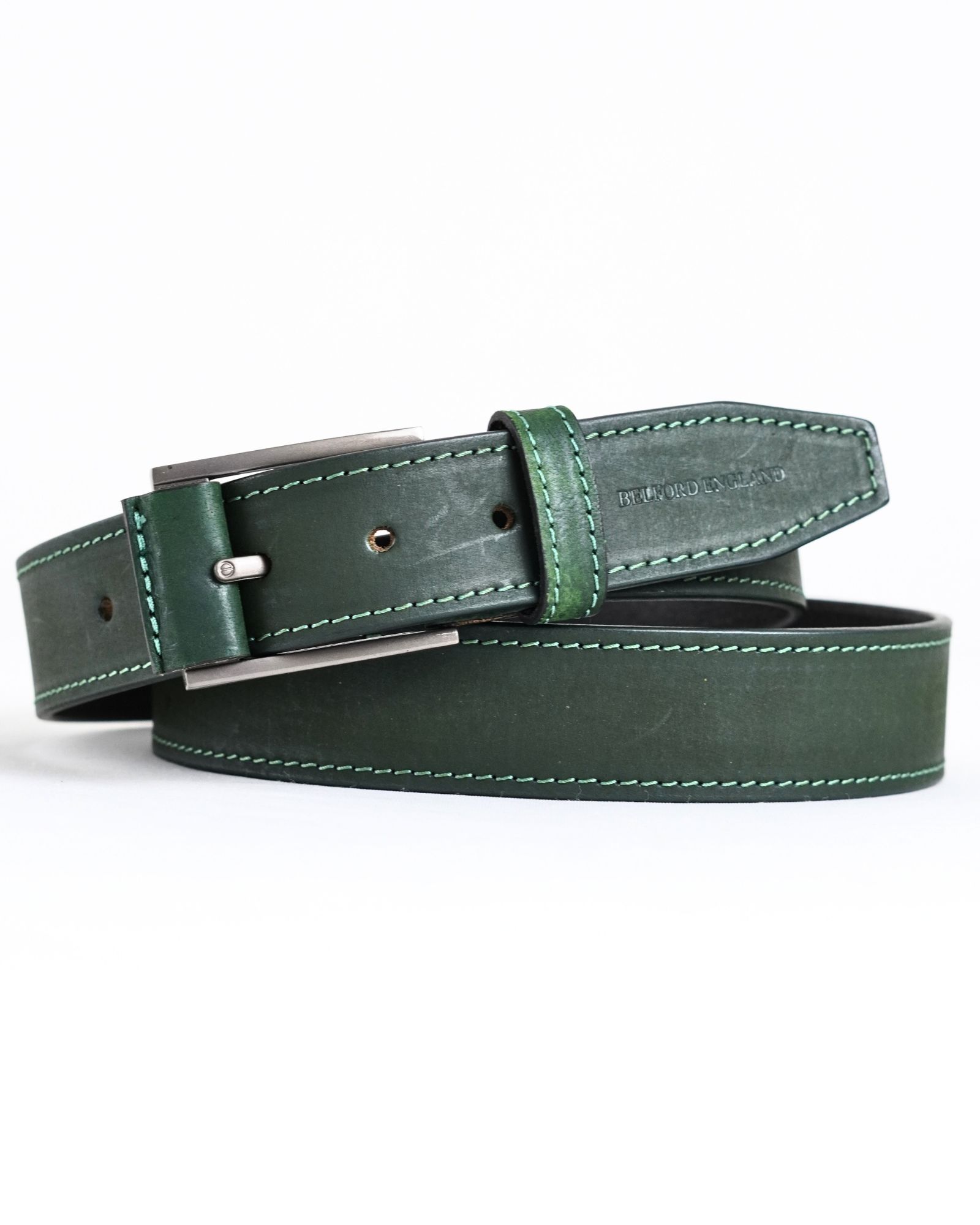 Sydney- Men's Original Leather Belt  (Suede Green)  - 28-44 - Image 2