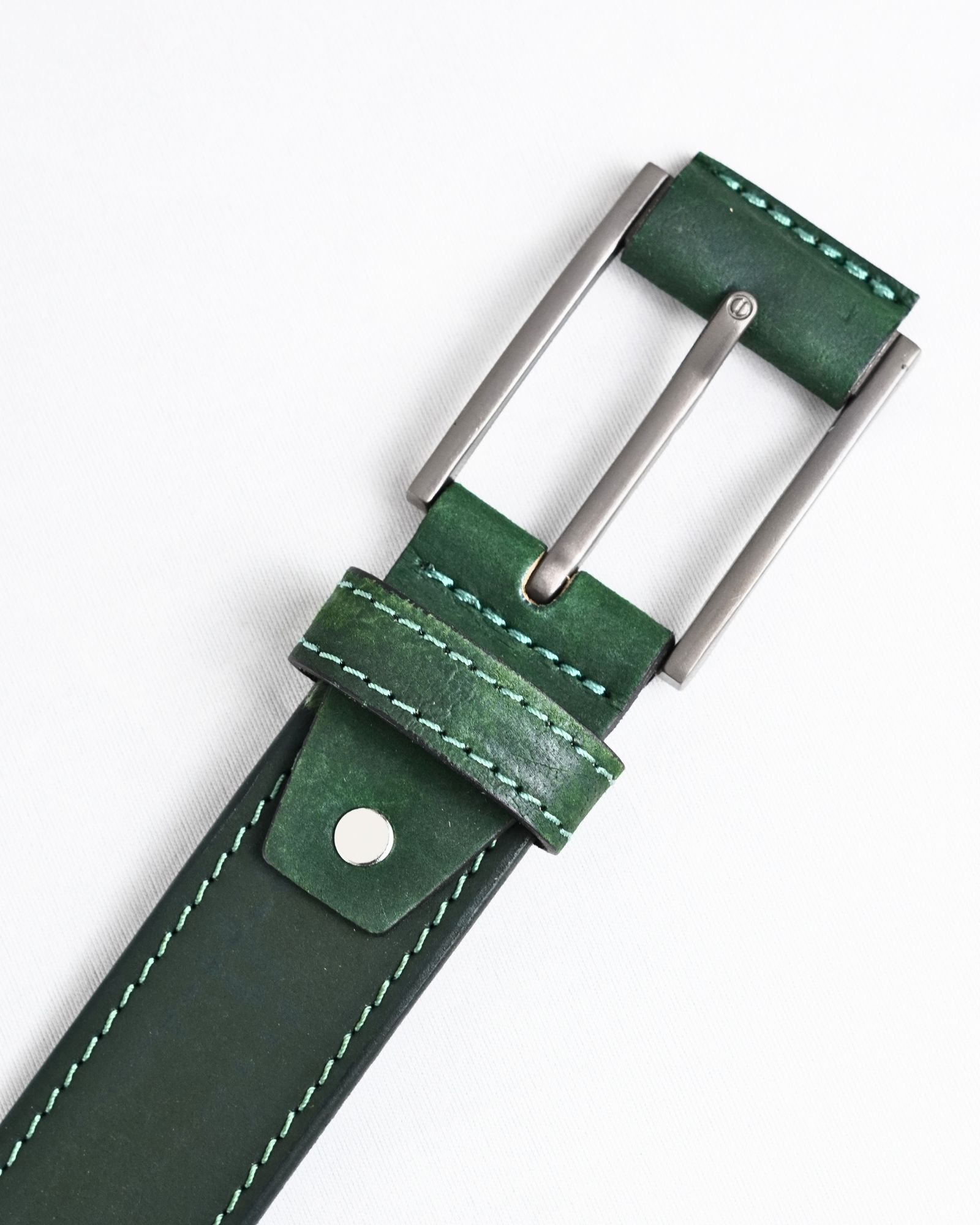 Sydney- Men's Original Leather Belt  (Suede Green)  - 28-44 - Image 5