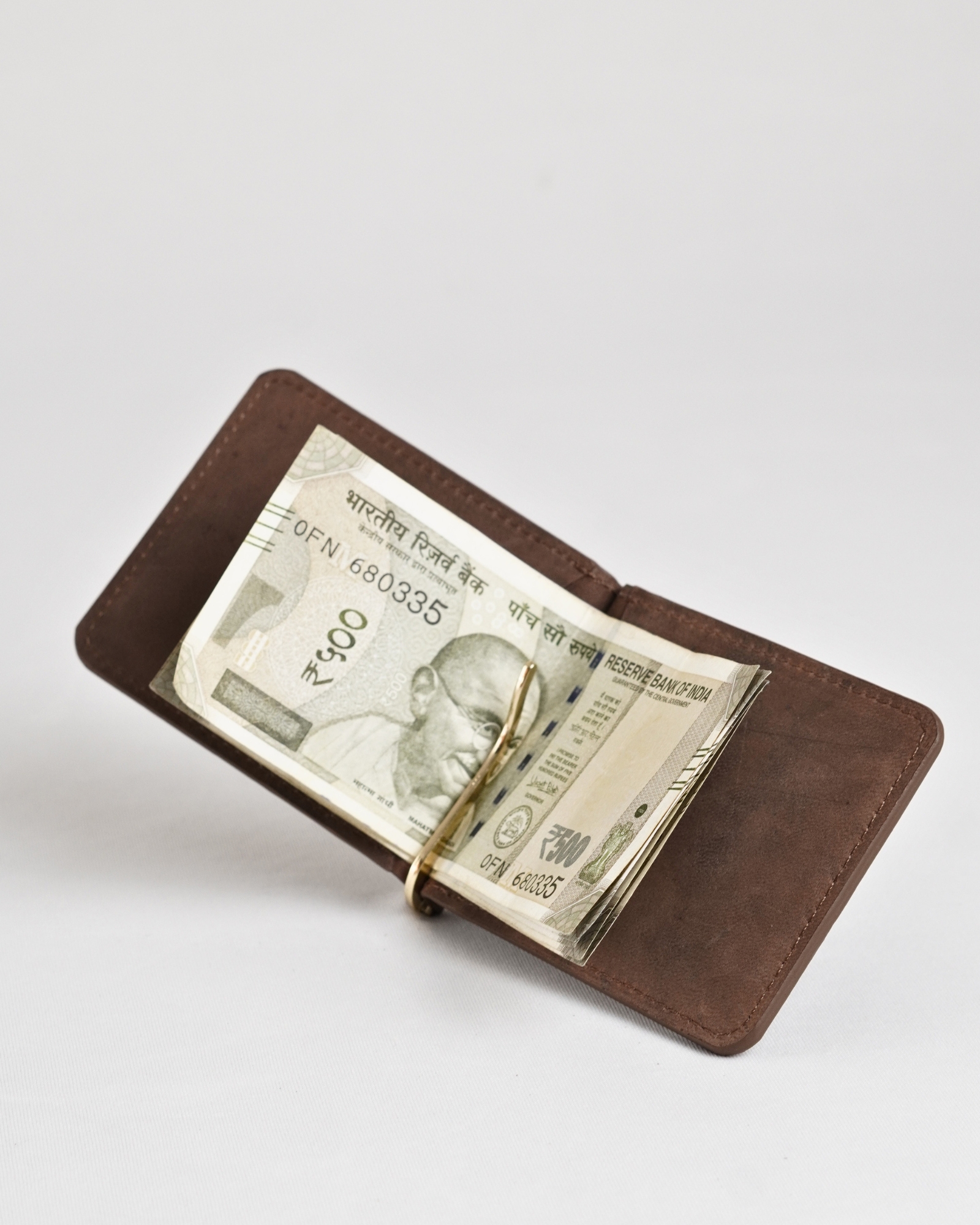 Columbus (Money Clip) - Men’s Original Leather Wallet (Rugged Brown) - Image 2