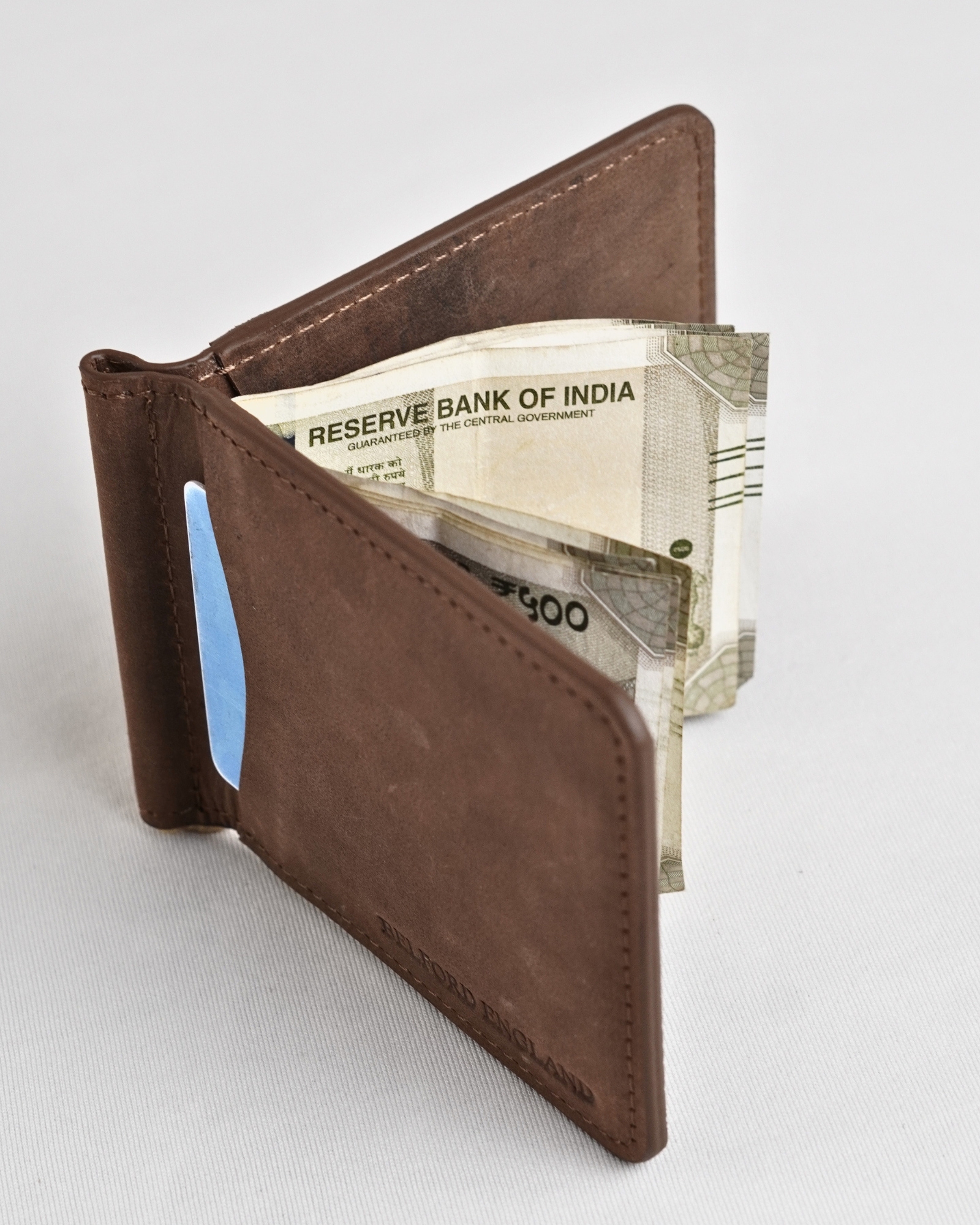 Columbus (Money Clip) - Men’s Original Leather Wallet (Rugged Brown) - Image 5