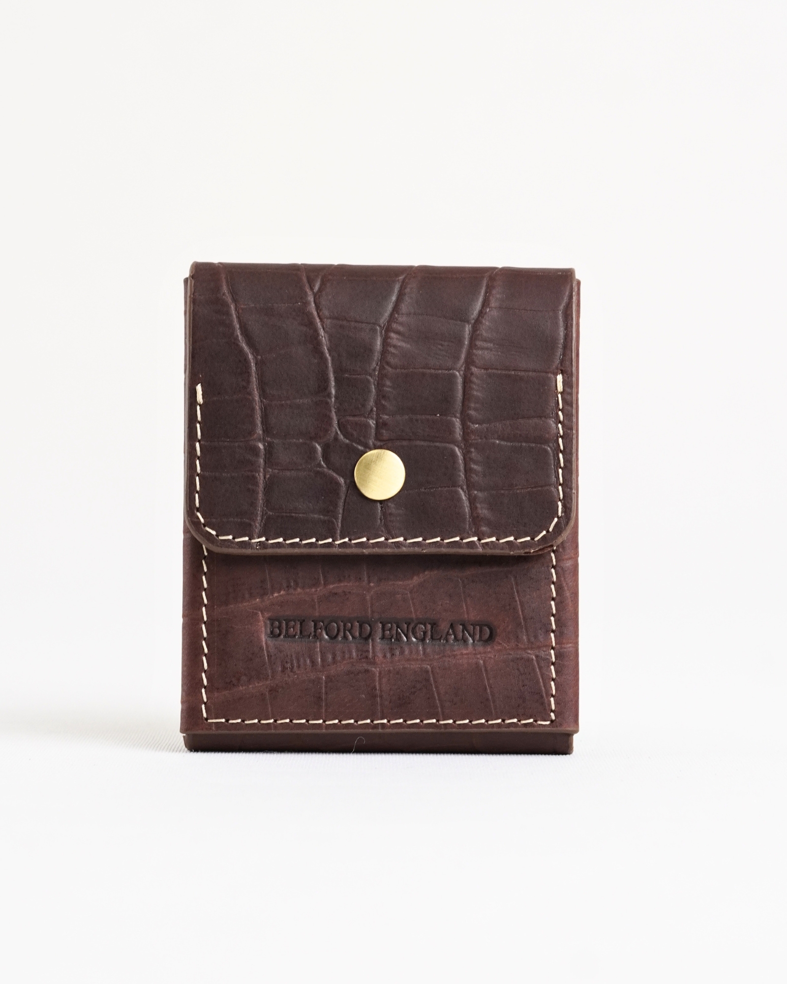 Milton - Men’s Original Leather Minimalist Wallet (Croco Rugged Brown)
