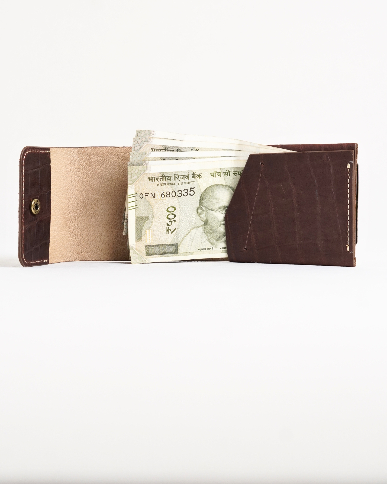 Milton - Men’s Original Leather Minimalist Wallet (Croco Rugged Brown) - Image 2
