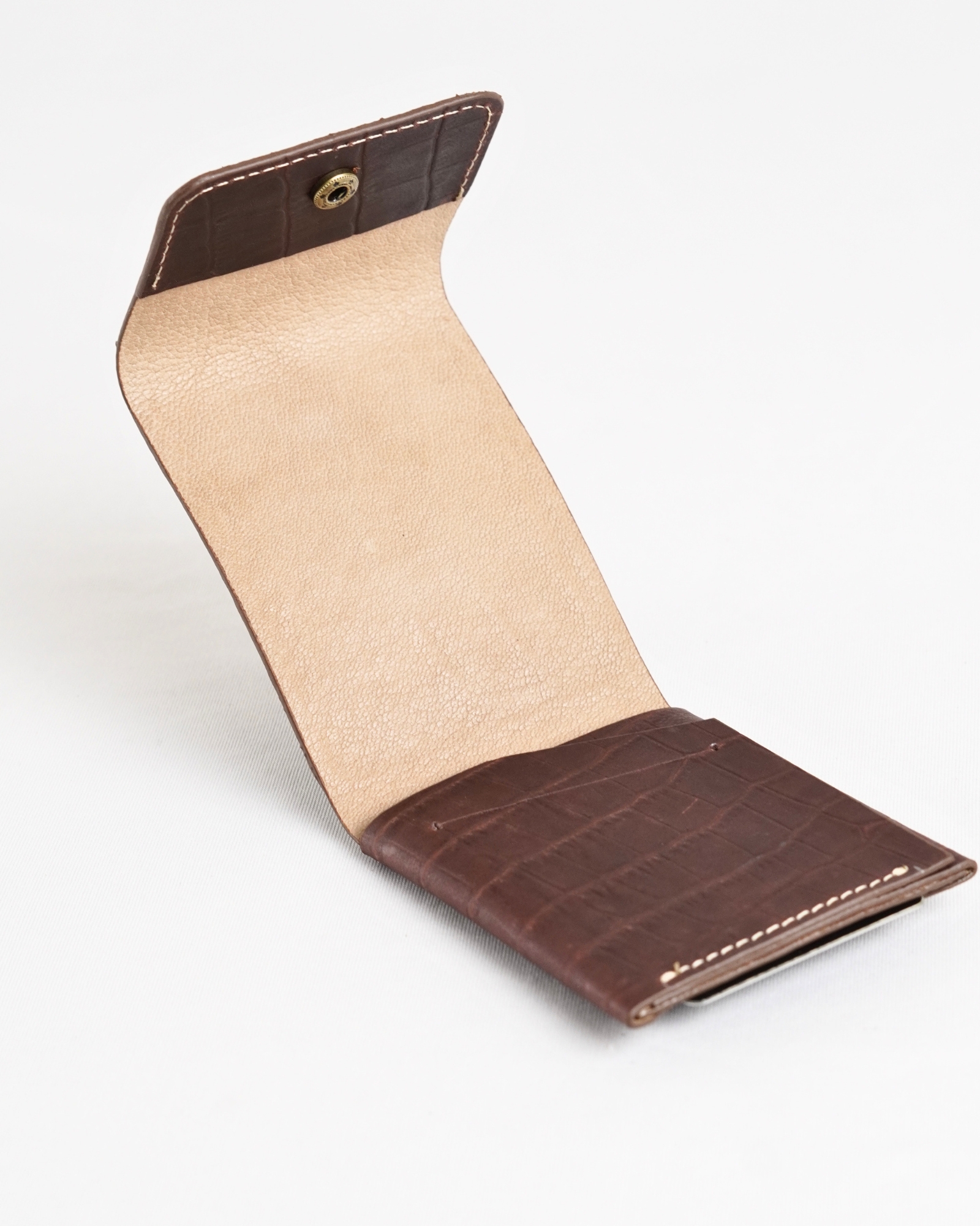 Milton - Men’s Original Leather Minimalist Wallet (Croco Rugged Brown) - Image 3