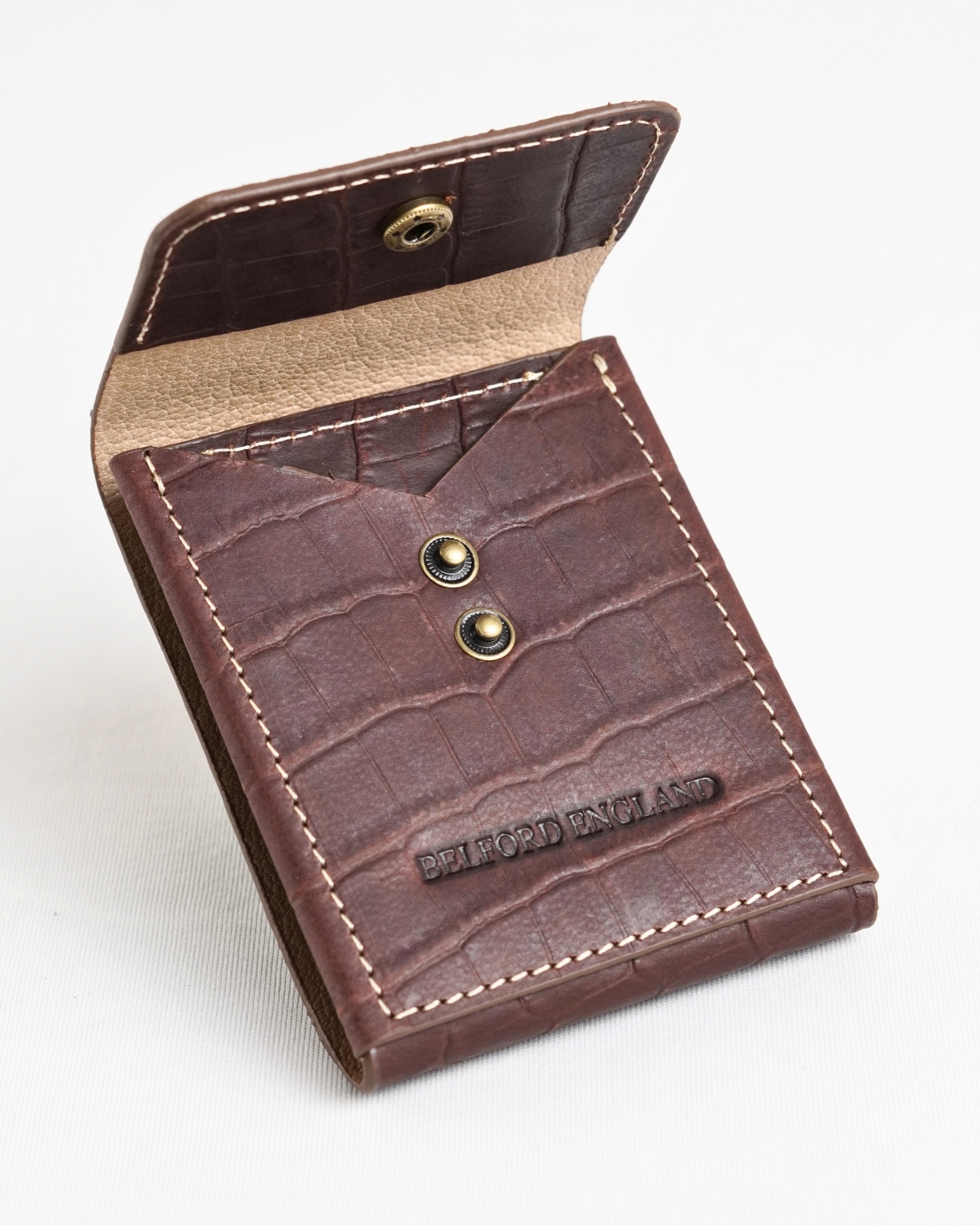 Milton - Men’s Original Leather Minimalist Wallet (Croco Rugged Brown) - Image 6