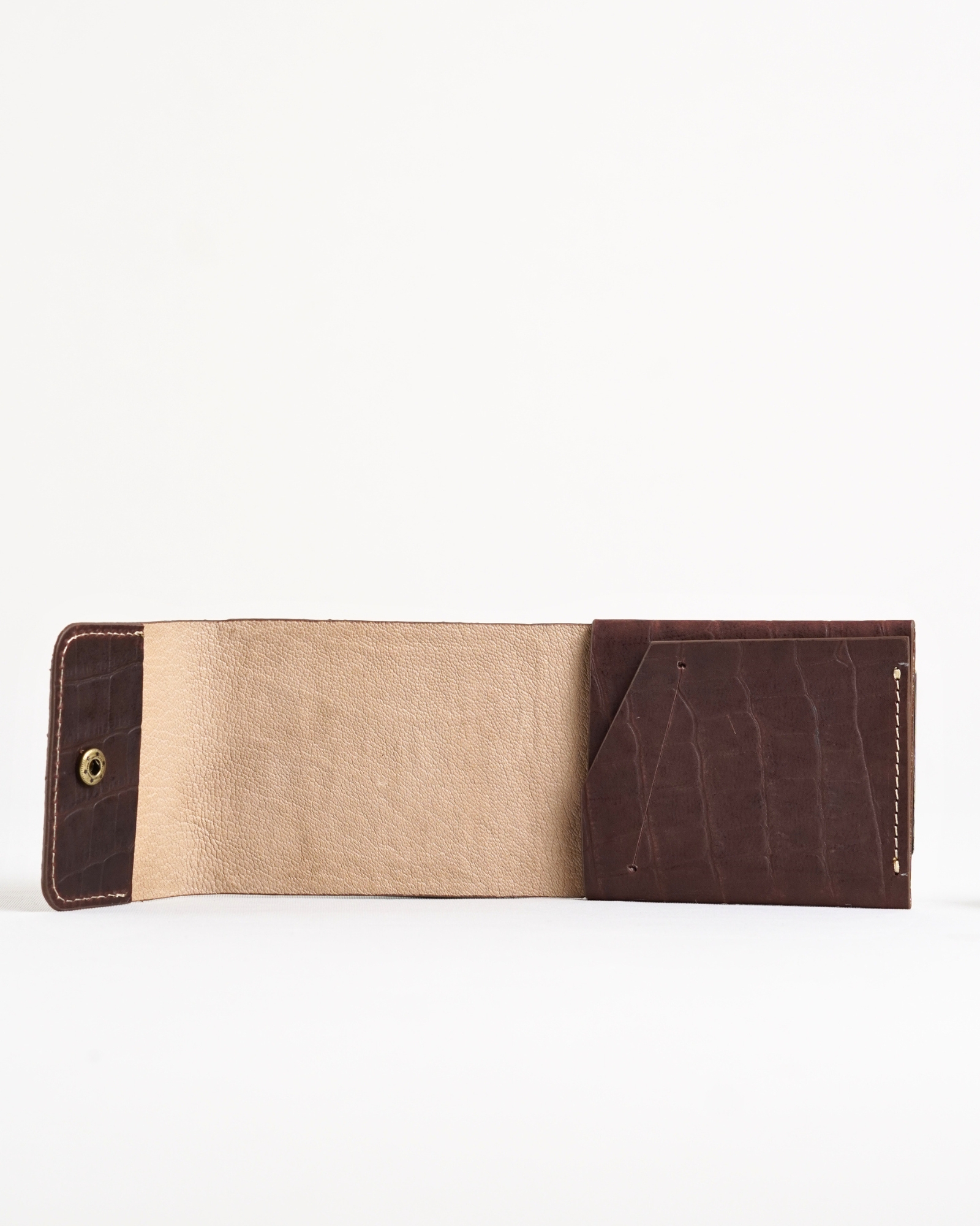 Milton - Men’s Original Leather Minimalist Wallet (Croco Rugged Brown) - Image 7