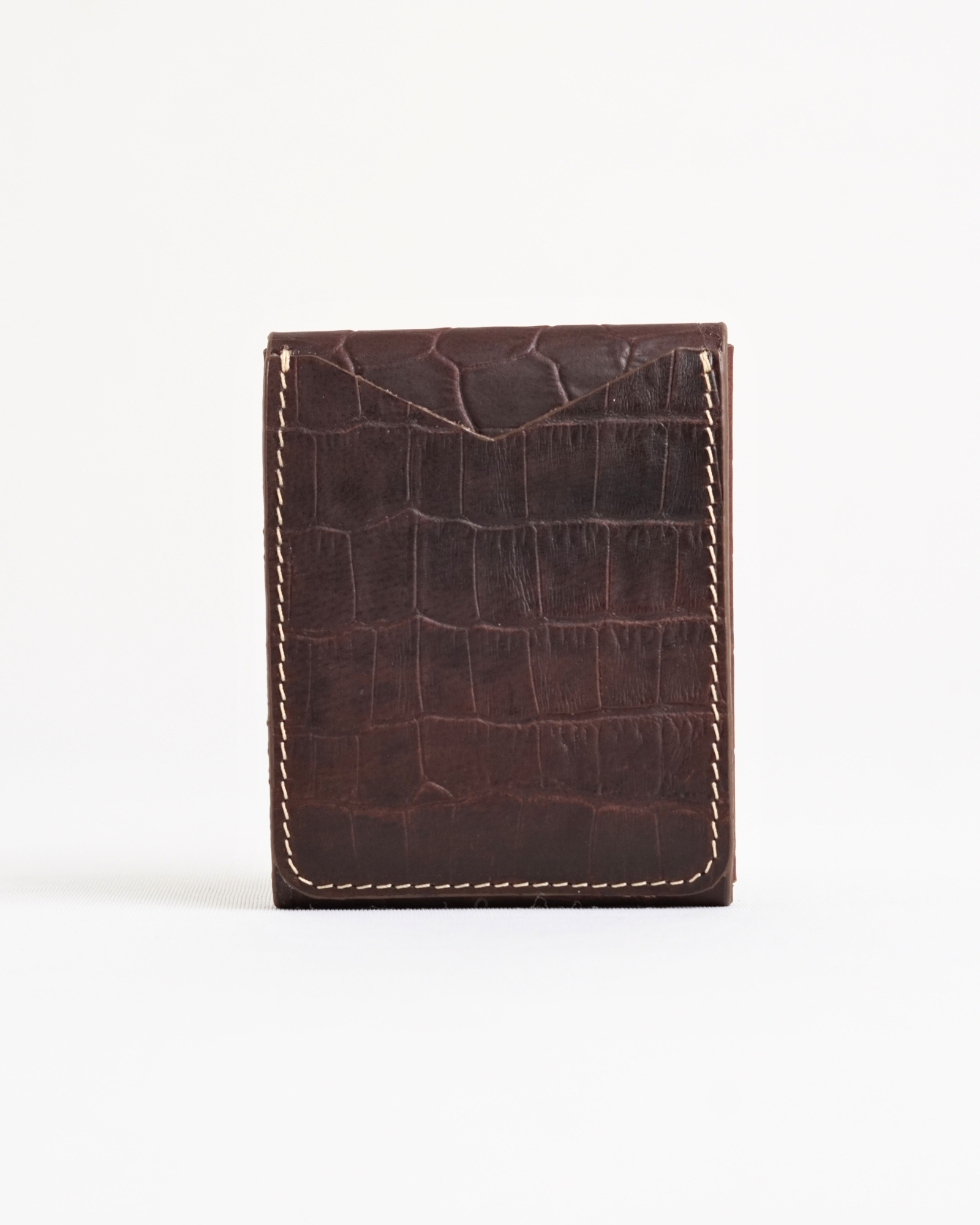 Milton - Men’s Original Leather Minimalist Wallet (Croco Rugged Brown) - Image 8
