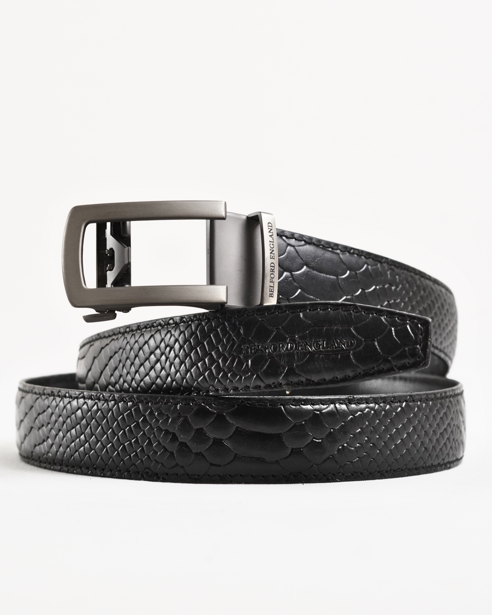 Oxford Men's Original Leather Belt (Python Black) 28-44 - Belford