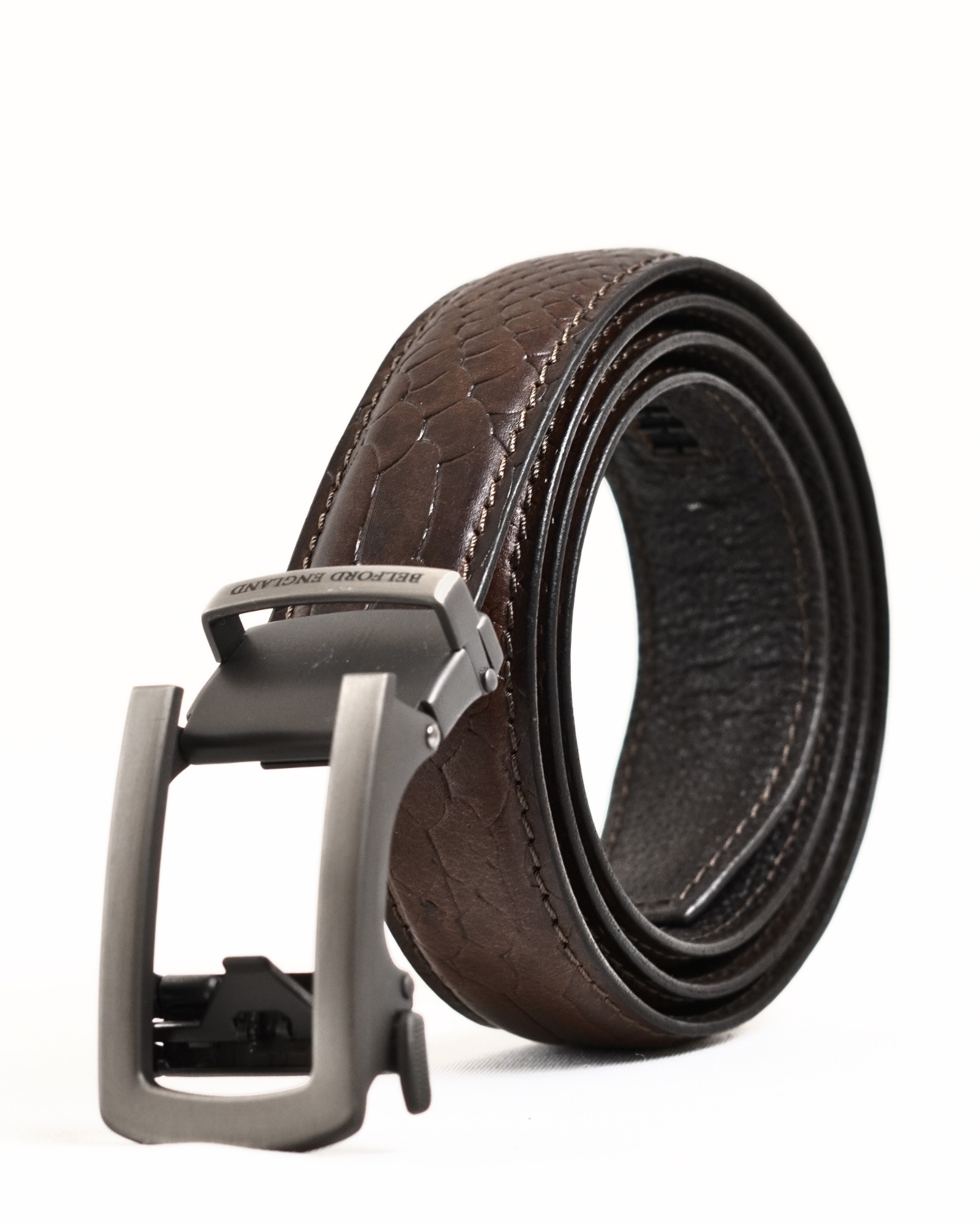 Oxford Men's Original Leather Belt  (Python Brown)  28-44 - Image 3