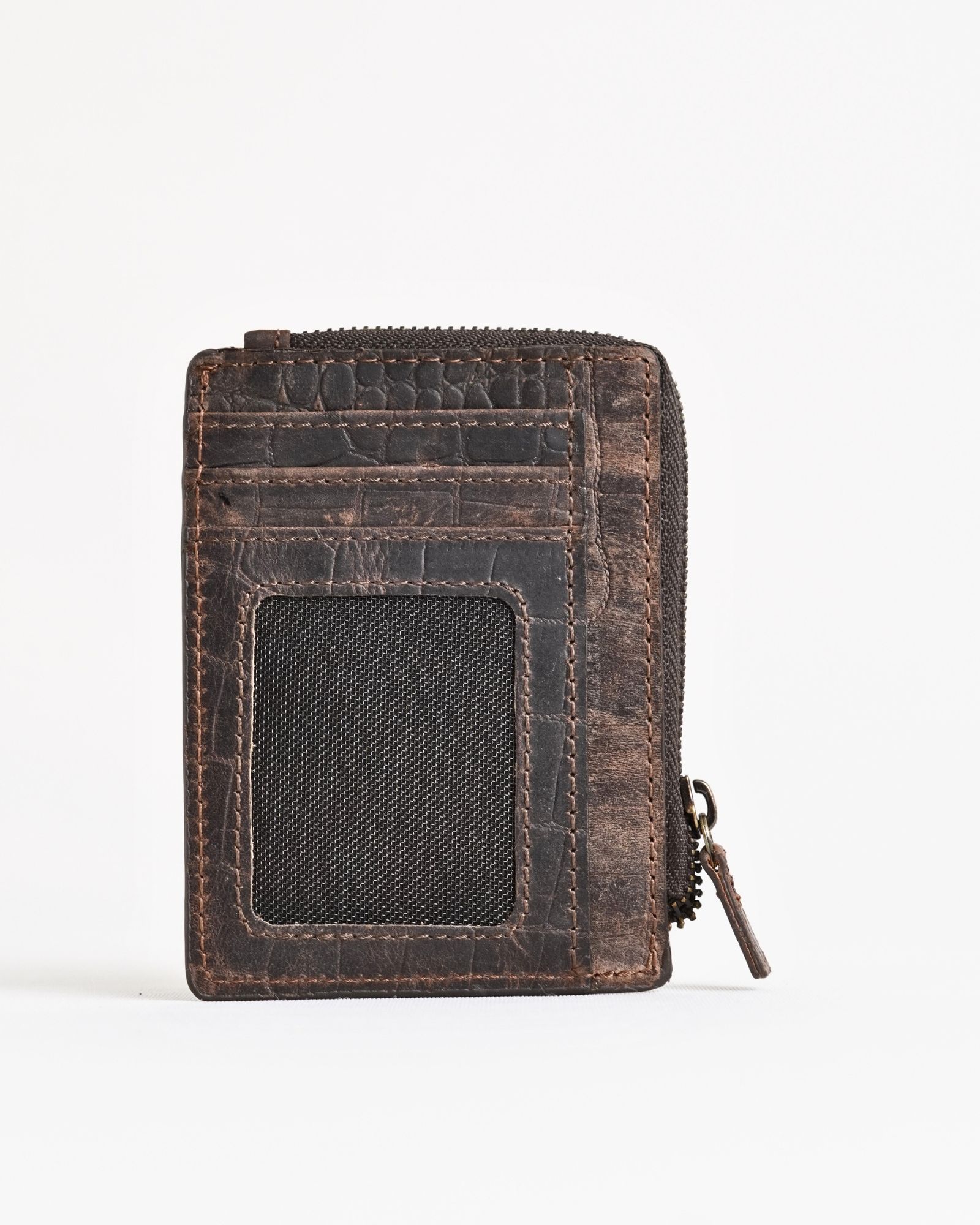 Geneva (Sleek) - Men’s Original Leather Wallet (Croco Rugged Brown) - Image 3