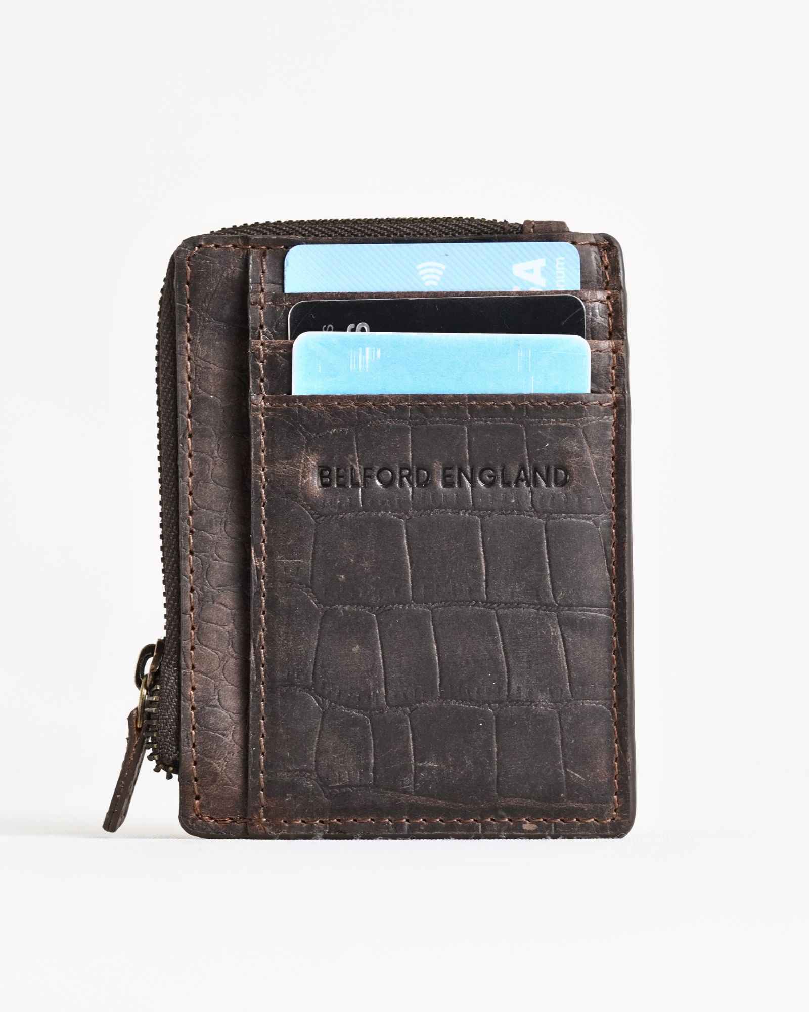 Geneva (Sleek) - Men’s Original Leather Wallet (Croco Rugged Brown) - Image 4
