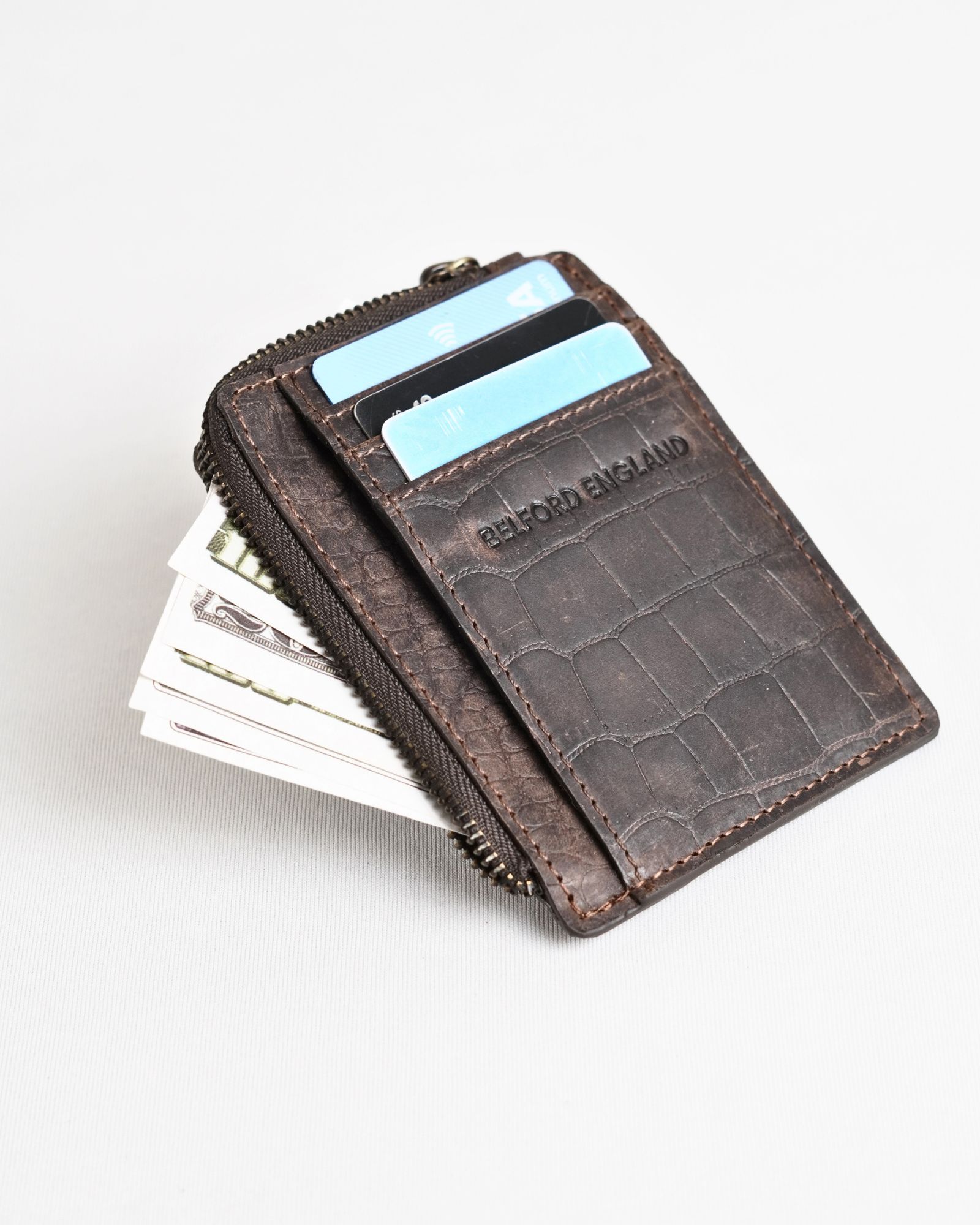 Geneva (Sleek) - Men’s Original Leather Wallet (Croco Rugged Brown) - Image 5