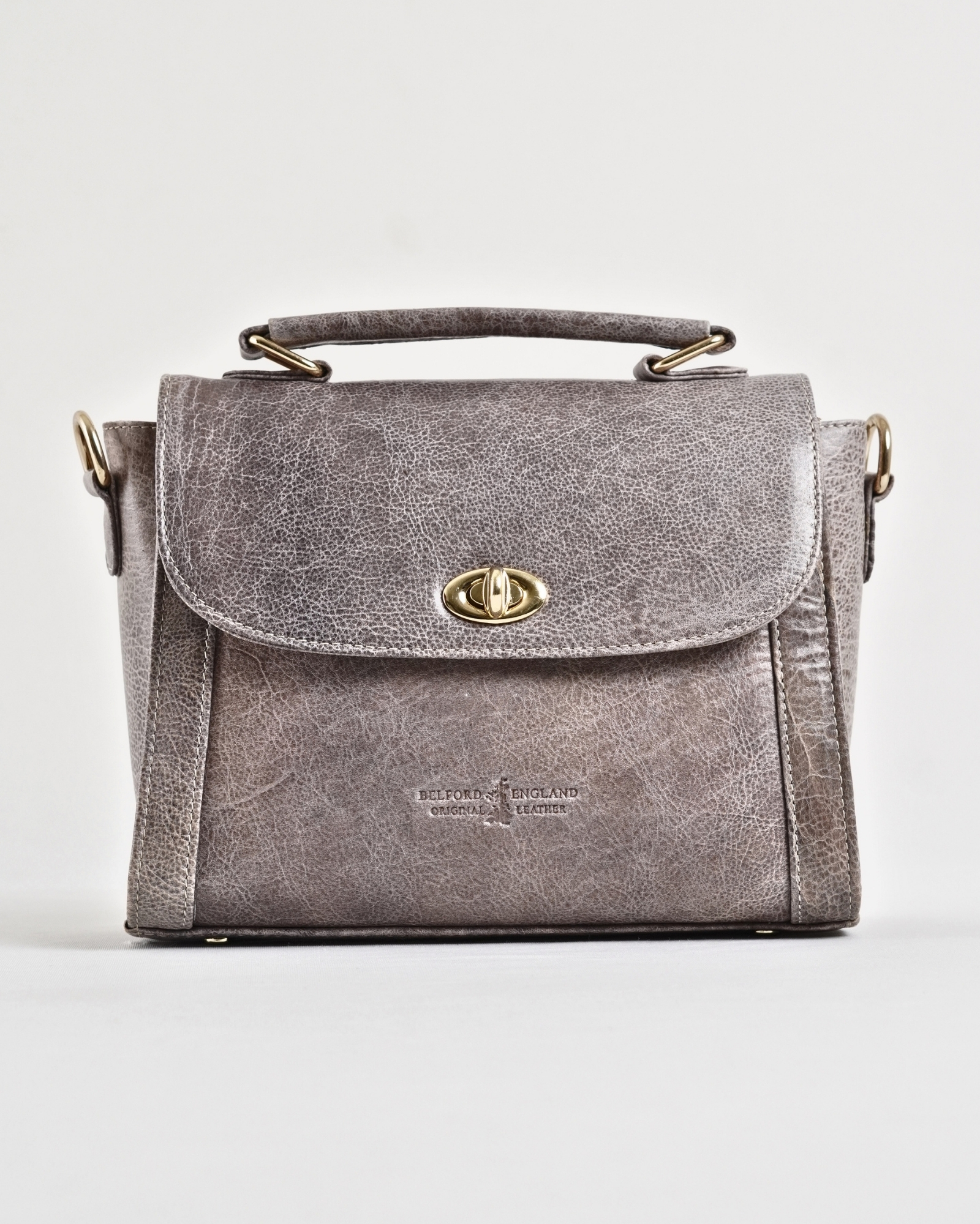 Sara - Women's Original Leather Handbag - Antique Grey - Image 3