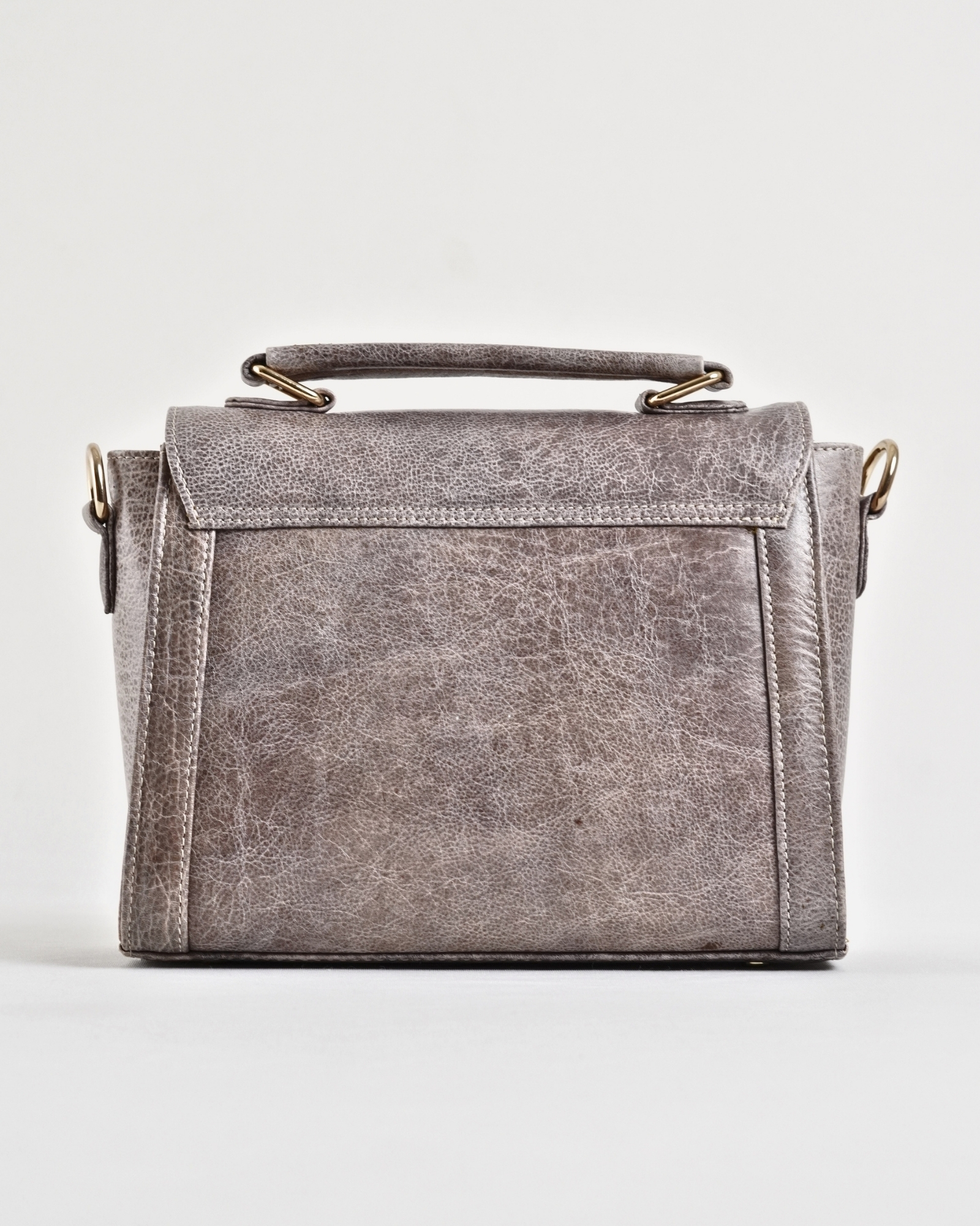 Sara - Women's Original Leather Handbag - Antique Grey - Image 4