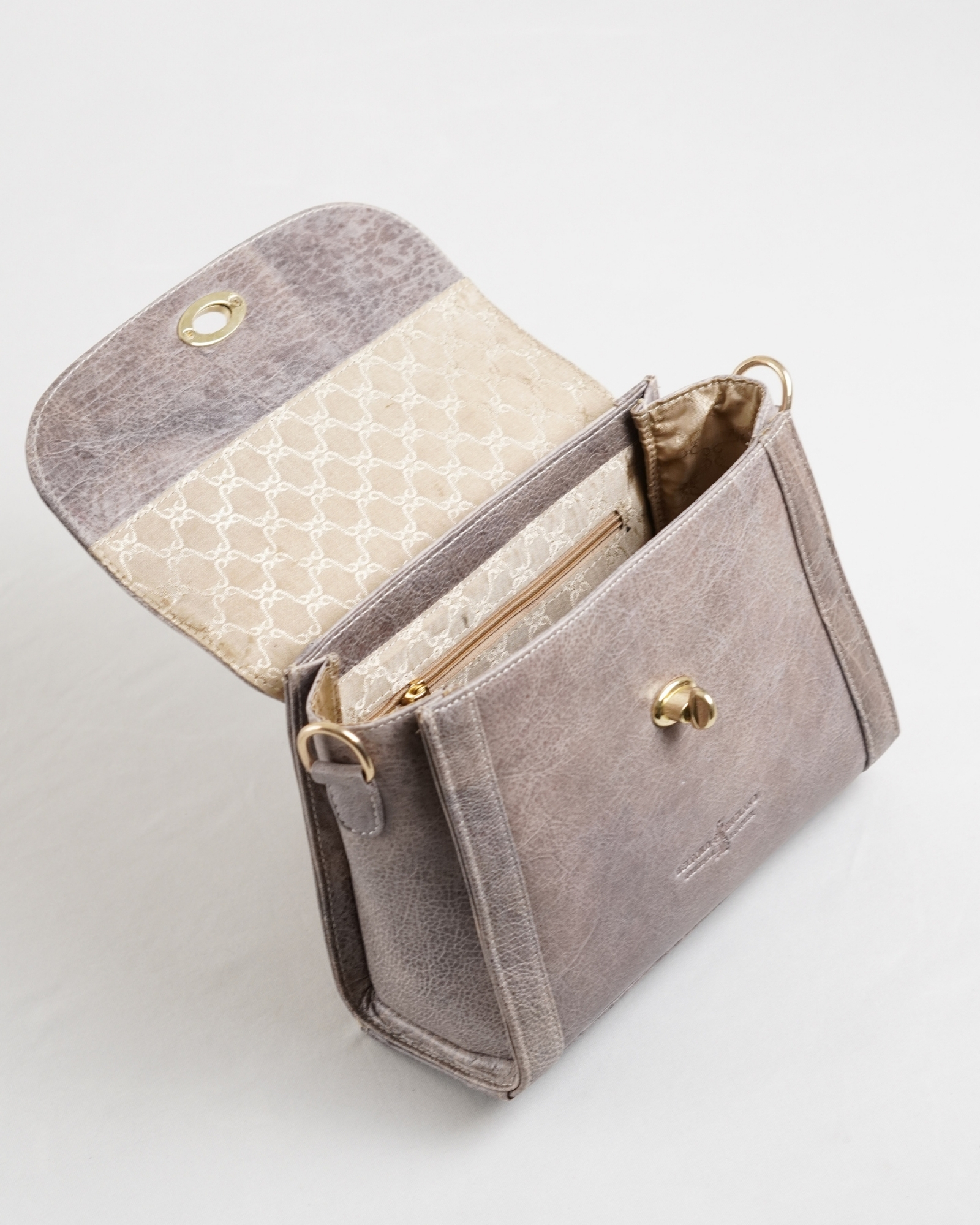 Sara - Women's Original Leather Handbag - Antique Grey - Image 6