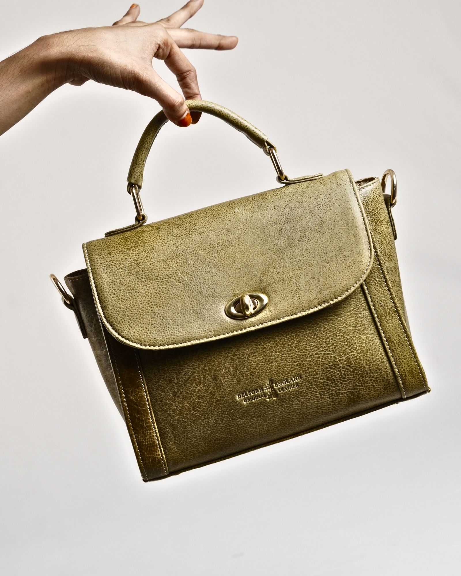 Sara - Women's Original Leather Handbag - Antique Green - Image 8