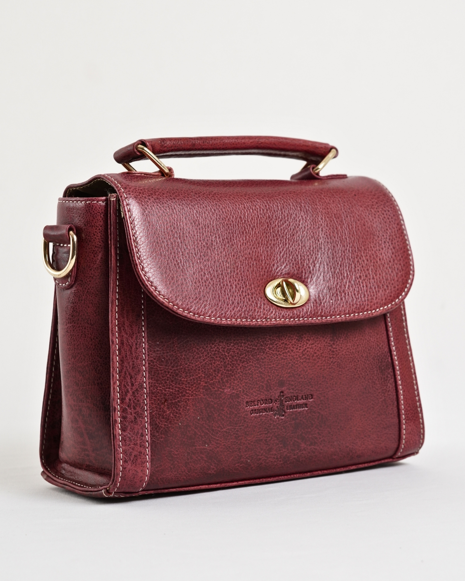Sara - Women's Original Leather Handbag - Antique Burgundy - Image 3